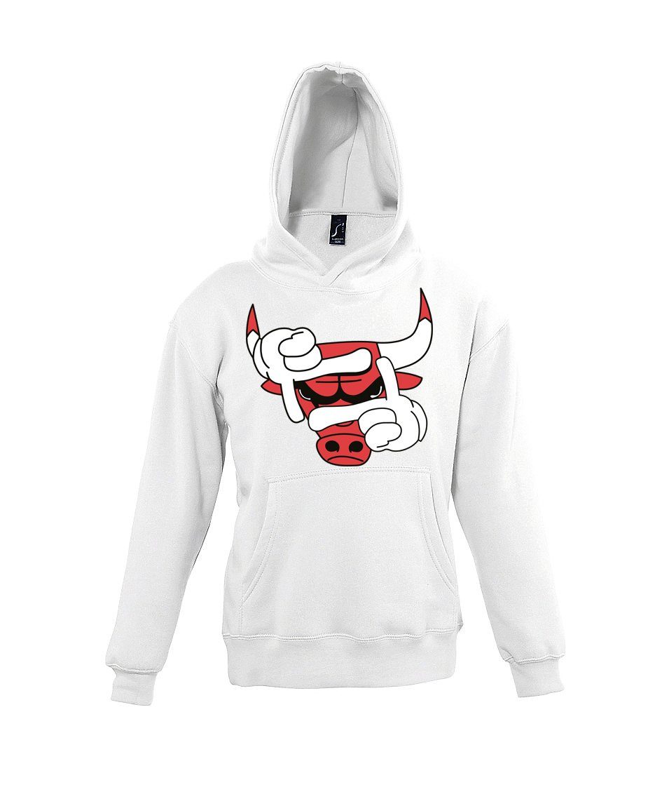 Youth Designz Kapuzenpullover Bulls Hoodie und Mädchen Pullover modischem Frontprint mit Jungen Weiß für