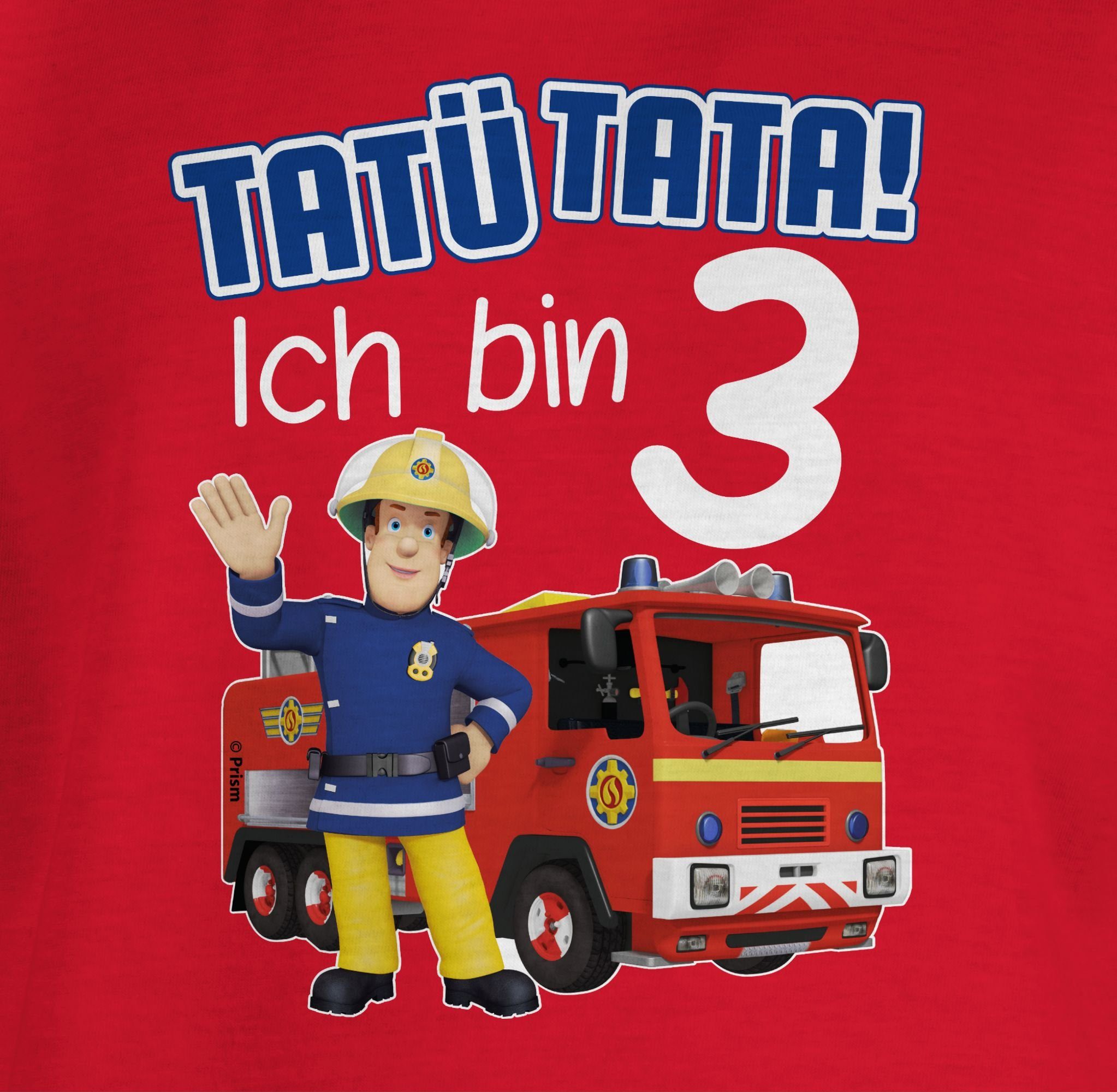 Shirtracer T-Shirt Tatü Tata Ich bin 3 I Feuerwehr Feuerwehrmann Sam Mädchen