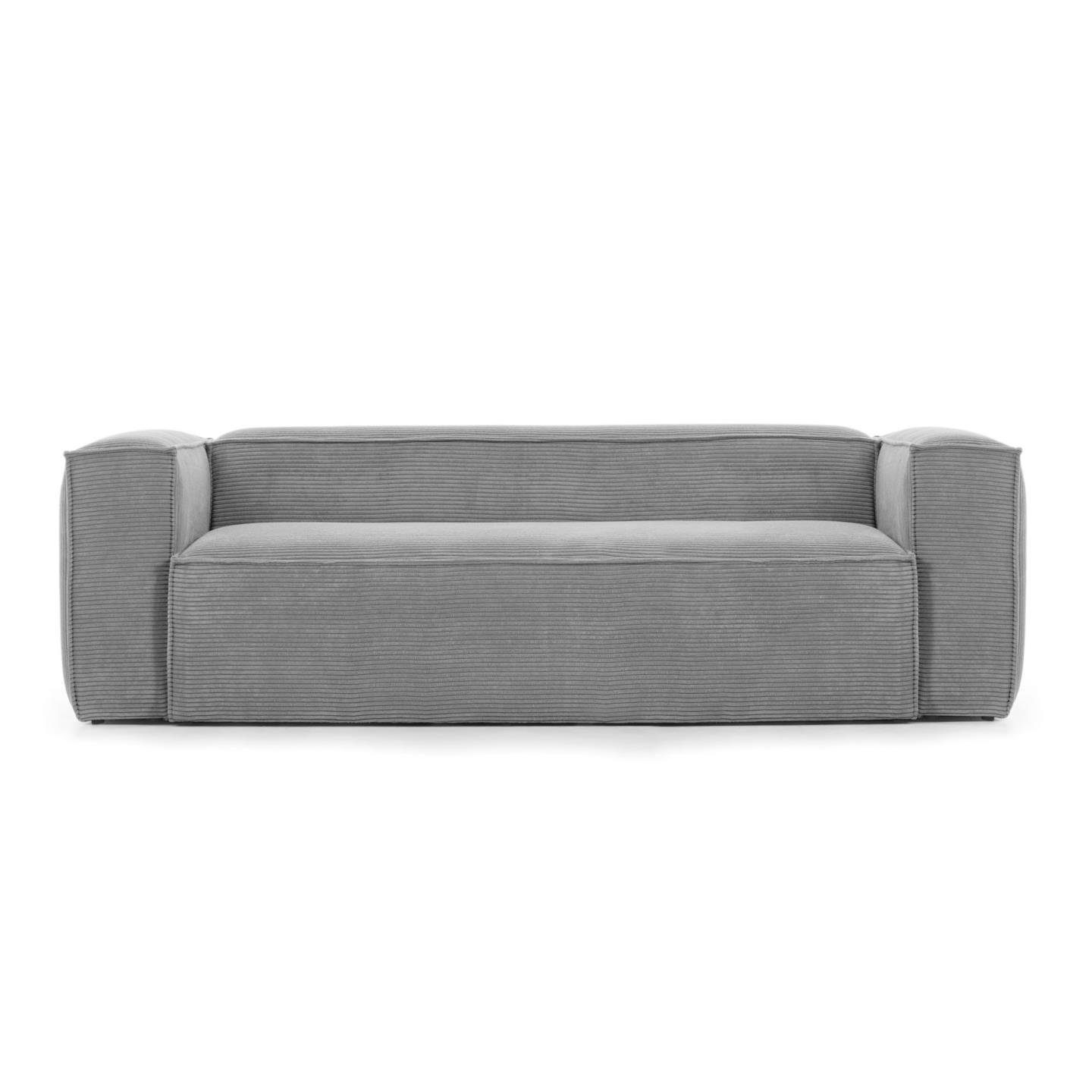 Natur24 Sofa Sofa Blok 3-Sitzer Kord grau 240cm Couch Sitzgarnitur