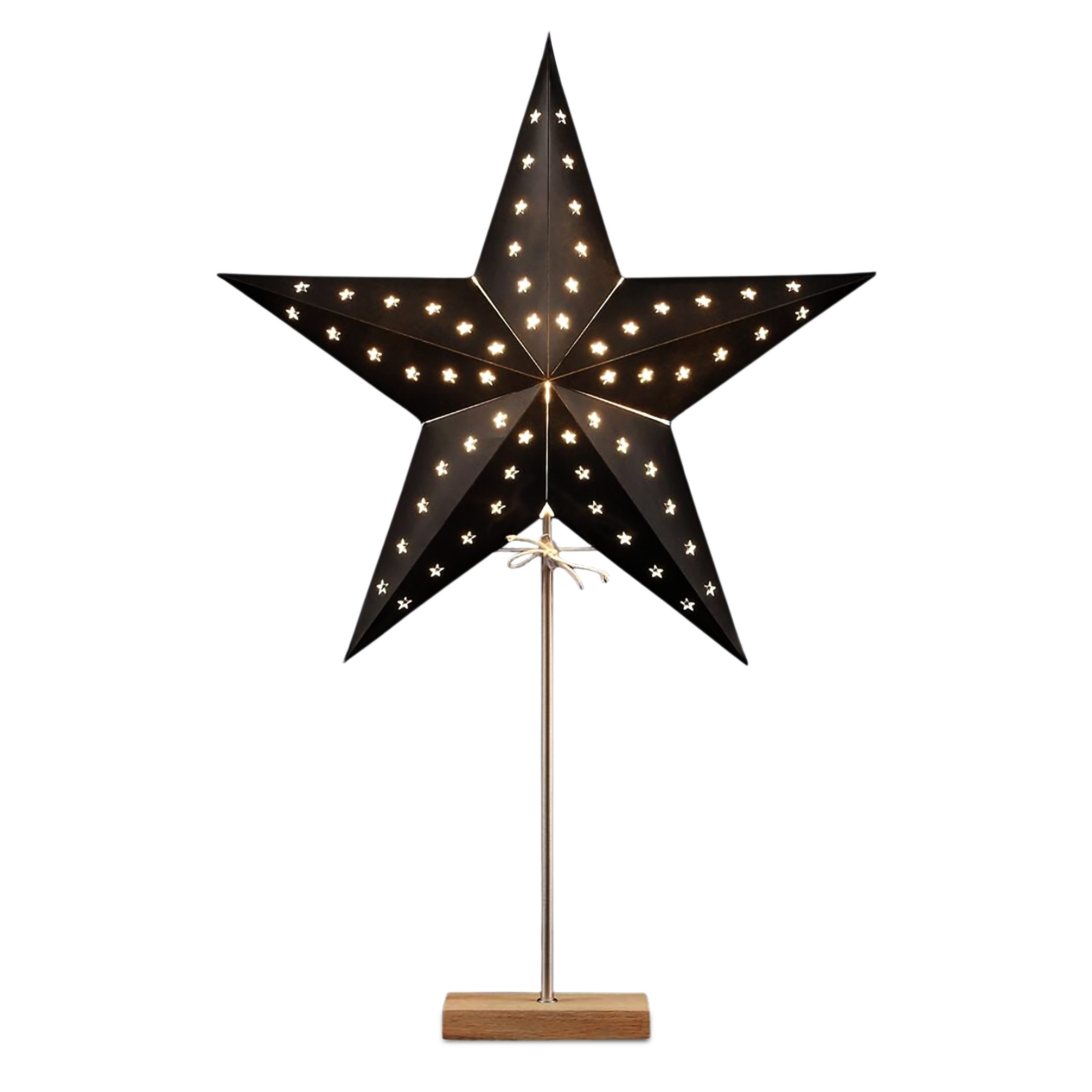 Spetebo Papierstern Lampe schwarz für E14 Glühbirnen, Weihnachtstern Tischlampe auf Fuß