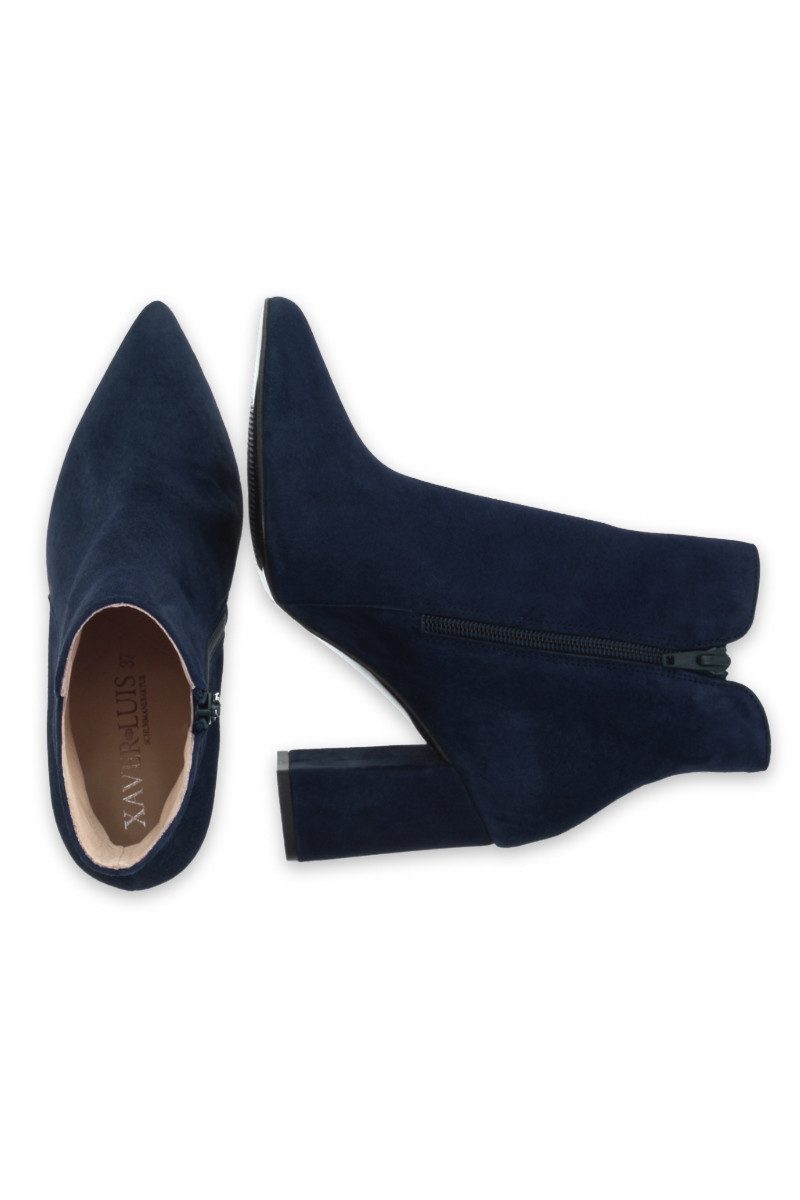 XAVER LUIS Schuhmanufaktur Trachten Stiefeletten - VERO - Samtziege navy Stiefelette