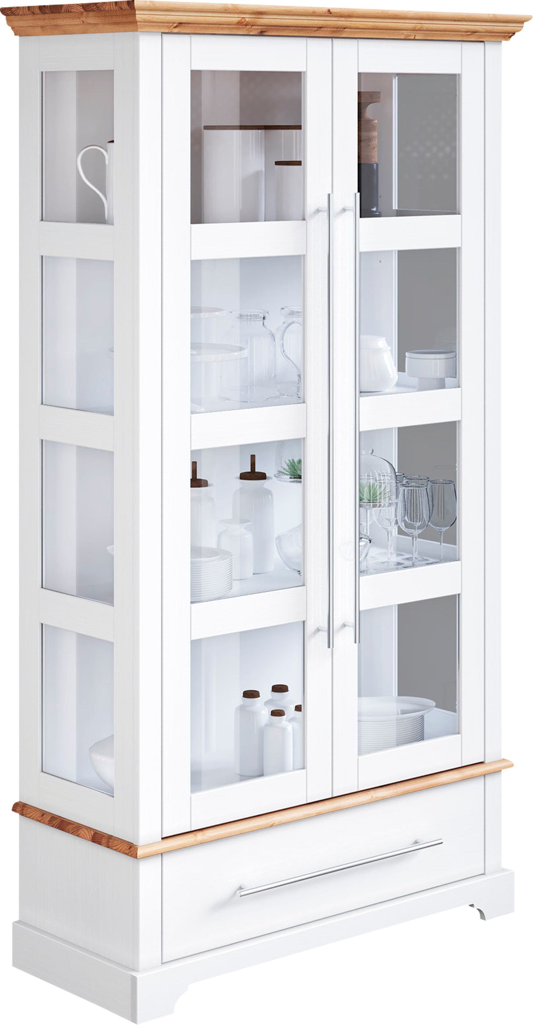 OTTO home Vitrine Meliss Höhe 169 cm, Breite 94 cm, 2-türig, Kiefer massiv, günstig online kaufen