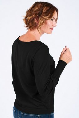 Marc O'Polo Strickpullover Longsleeve Schwarz in Unifarbe Lockere Ärmel mit engem Saumabschluss