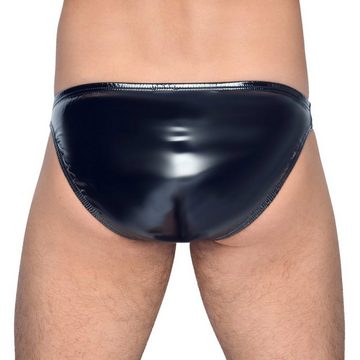 Black Level Slip Lack-Slip mit Reißverschluss für Männer - schwarz (1-St) glänzend