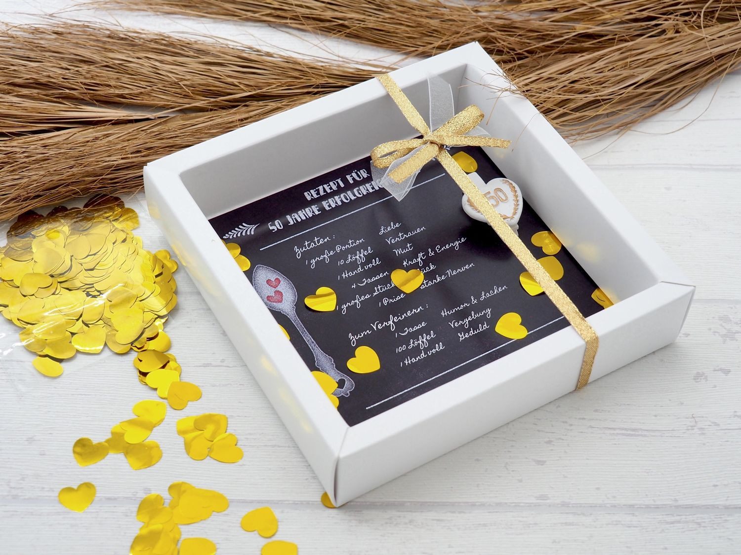 ZauberDeko Geschenkbox Geldgeschenk Goldhochzeit Gutschein Gold Hochzeit Rezept 50 Jahre Ehe – Bild 3 von 4