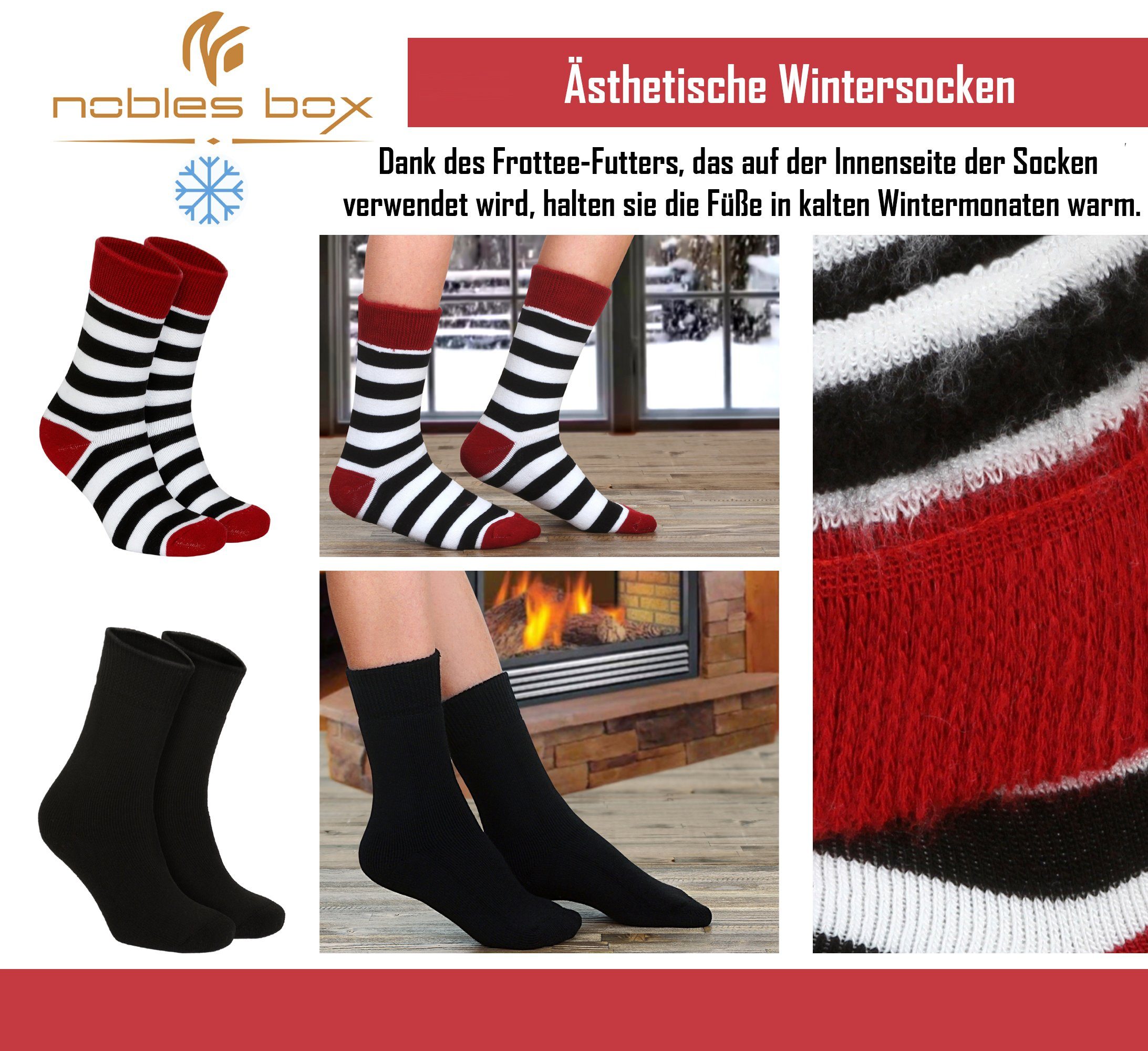 NoblesBox Thermosocken Asorti-5 Damen Wintersocken 37-40 Warme Damen Arbeitssocken Socken, 2-Paar, Damen (Beutel, EU Größe)