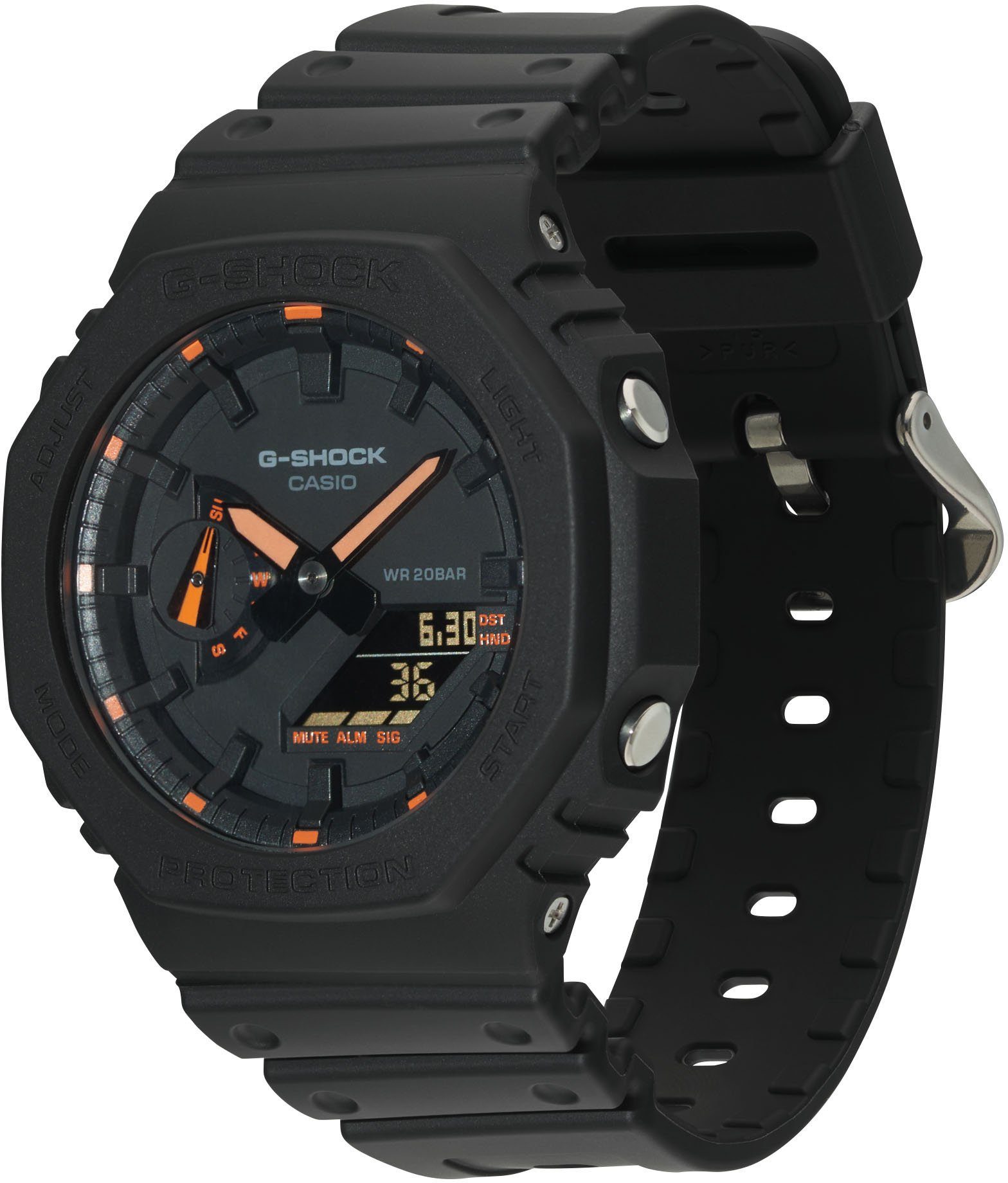 CASIO G-SHOCK Chronograph GA-2100-1A4ER, Quarzuhr,Armbanduhr,Herrenuhr,digital,bis 20bar wasserd. Resinarmband