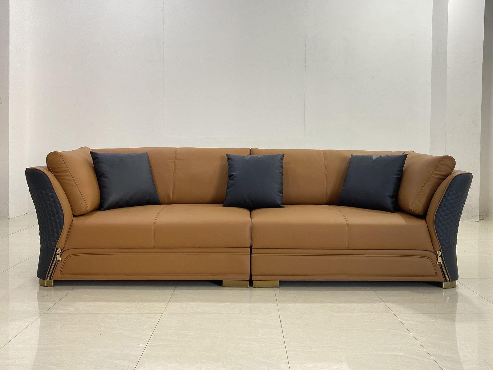 Design Sofas Zimmer 4er Couch Braun Wohn 4-Sitzer, Polster Sitz Sofa JVmoebel Moderne