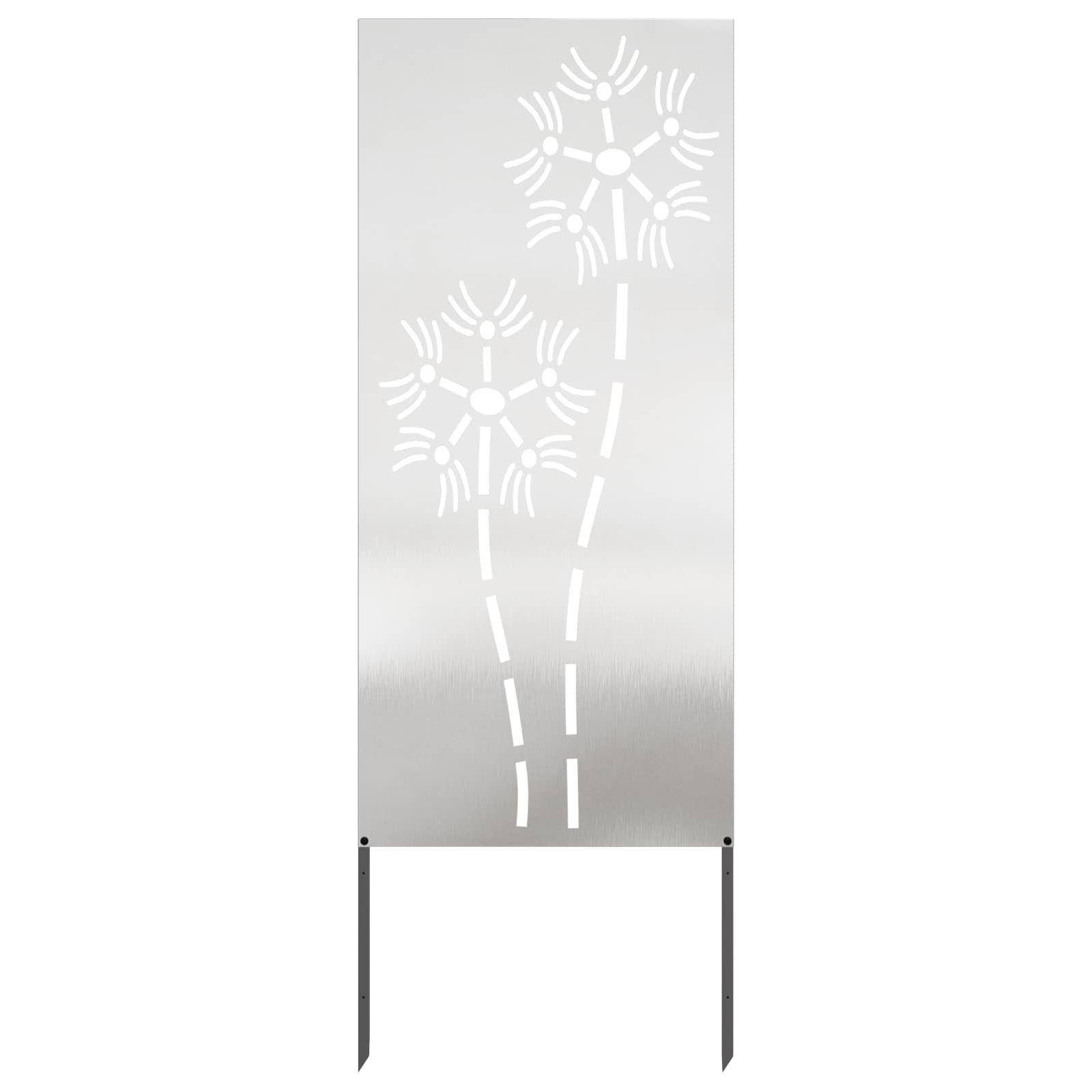 vidaXL Wandbild Garten Sichtschutz-Leinwand Silber 50 x 140 cm Edelstahl, (1 St)