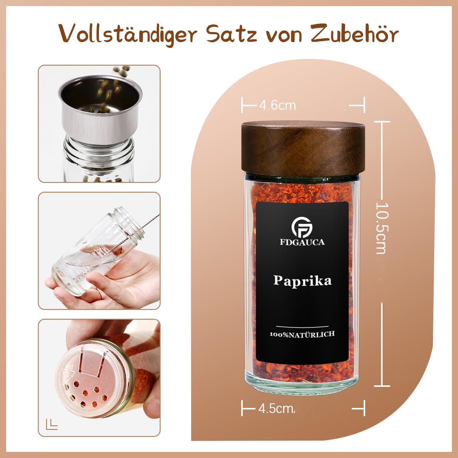 KingLux Gewürzbehälter 12Stk.Gewürzdosen 100ml Glas Gewürzbehälter,Kappen günstig online kaufen