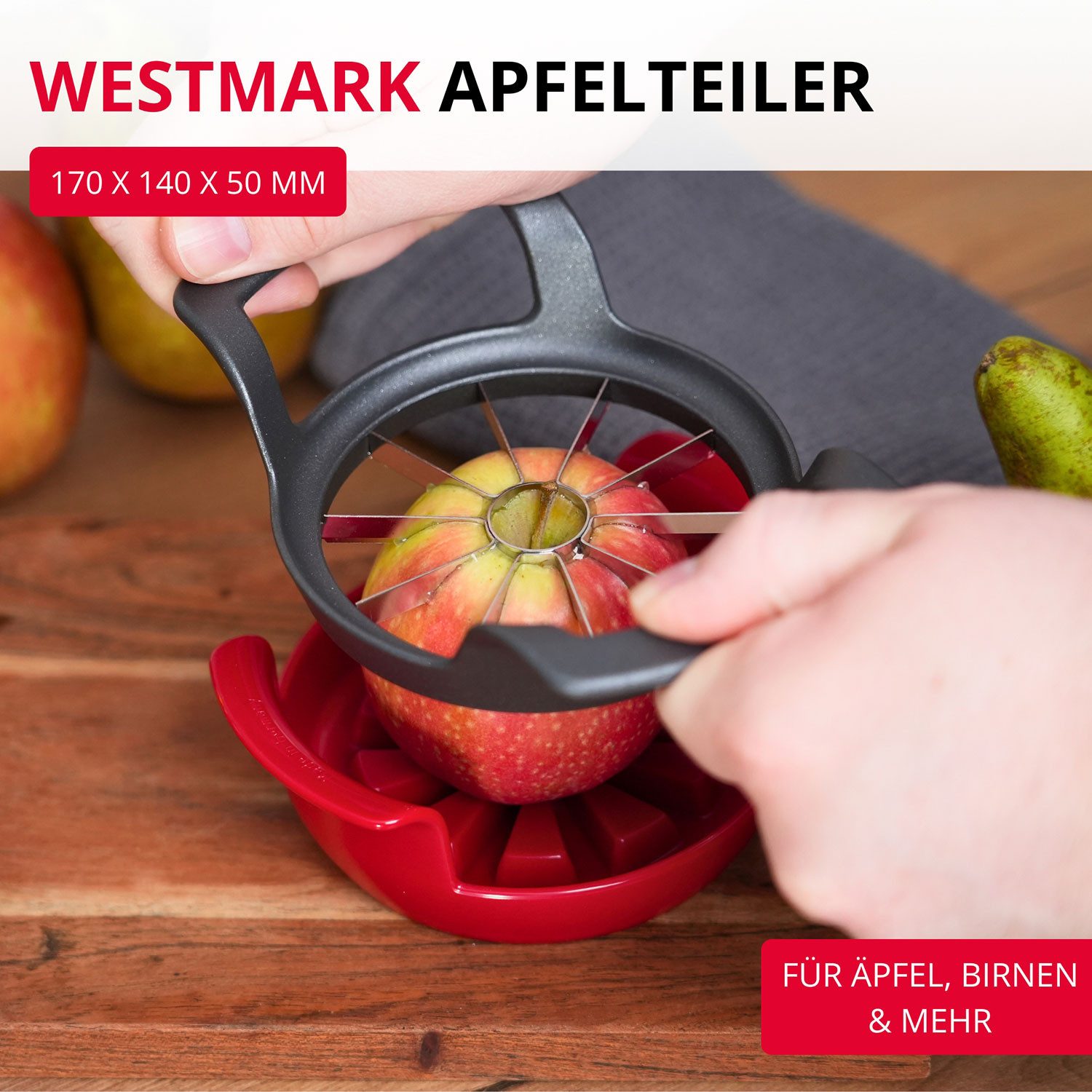 WESTMARK Obstschneider / Apfel- und Birnenteiler mit Schneidteller »Divisorex-Spezial« Black, griffige Haptik – Bild 2 von 5