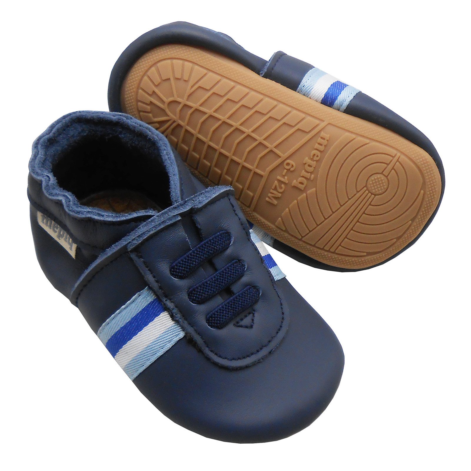 mepiq Outdoor Krabbelschuhe mit Gummisohle Baby Lauflernschuhe lederpatschen Sneaker (Handgenäht, weiche, leichte, flexible, rutschfest) 100% Leder