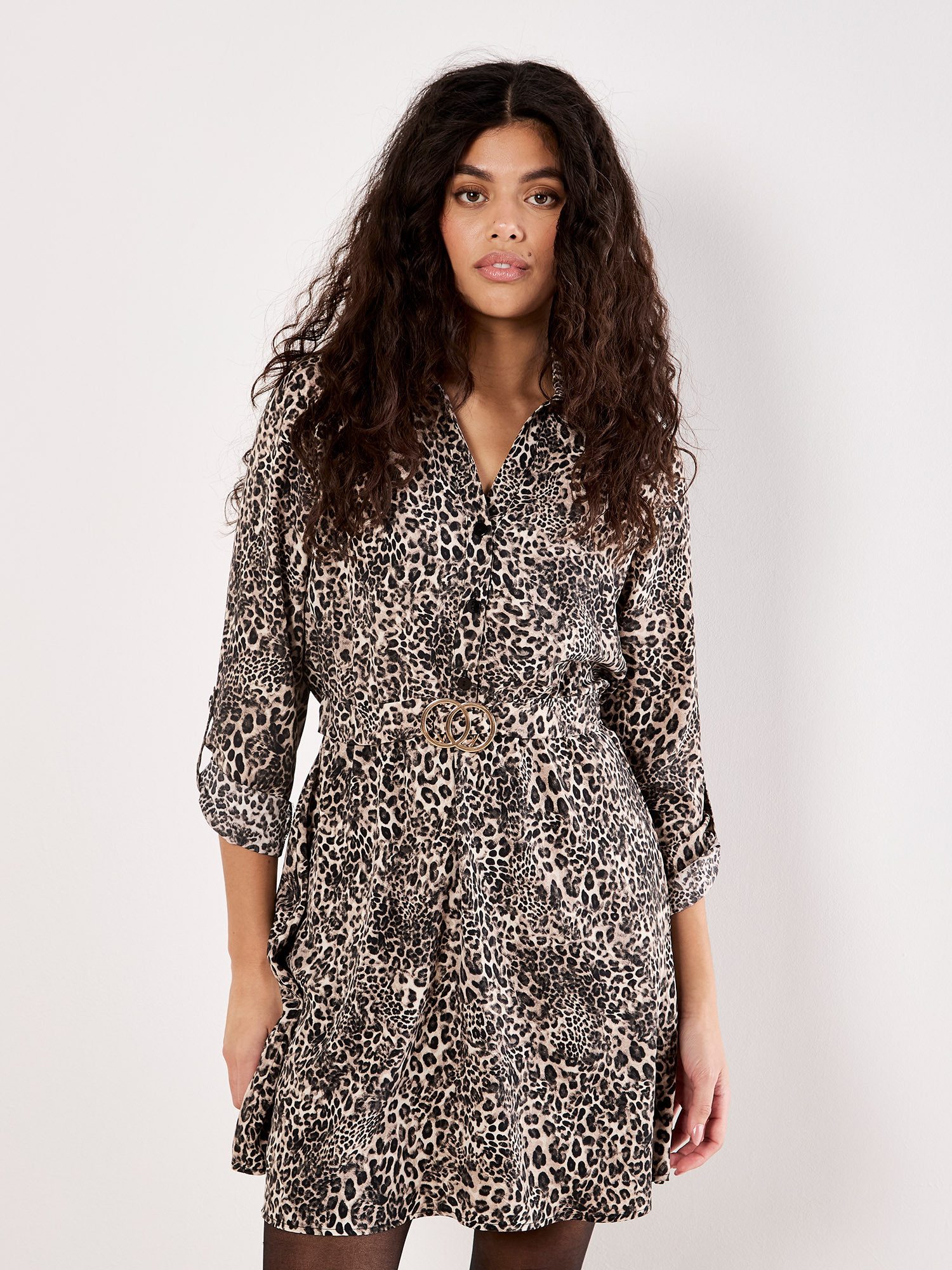 Hemdblusenkleid Ombrekleid mit Animalprint