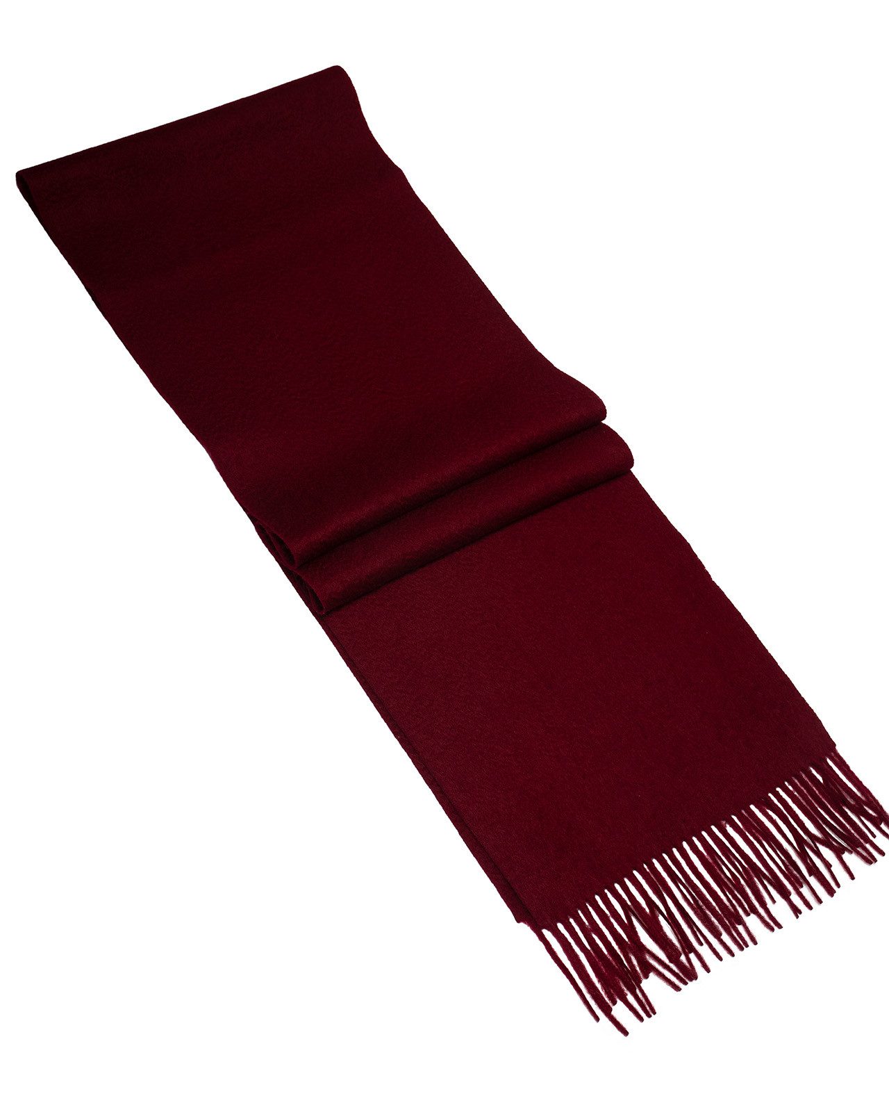 MayTree Kaschmirschal Unisex, 180 x 30cm, mit Fransen, einfarbig weinrot, (Stück, 1-St), 100% Kaschmir