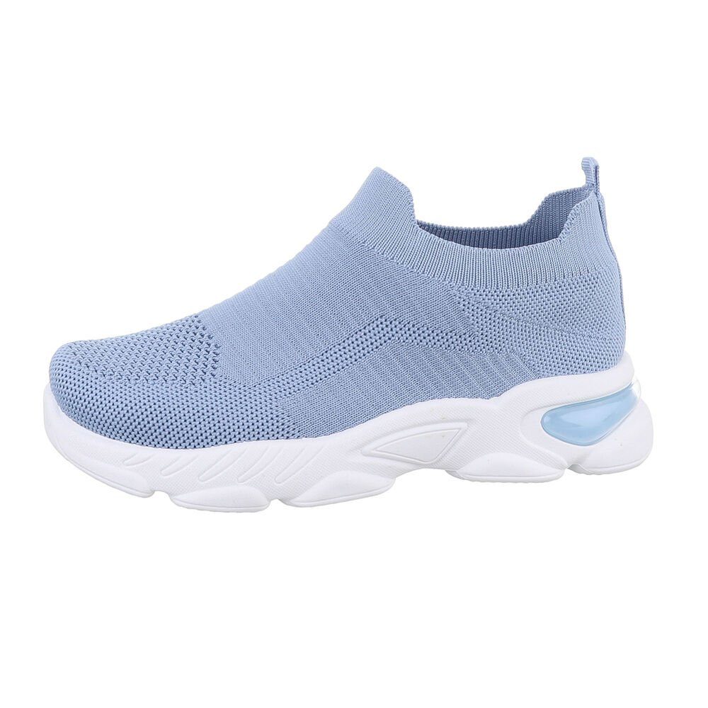 Ital-Design Kinder Low-Top Freizeit Sneaker Flach Freizeitschuhe in Hellblau