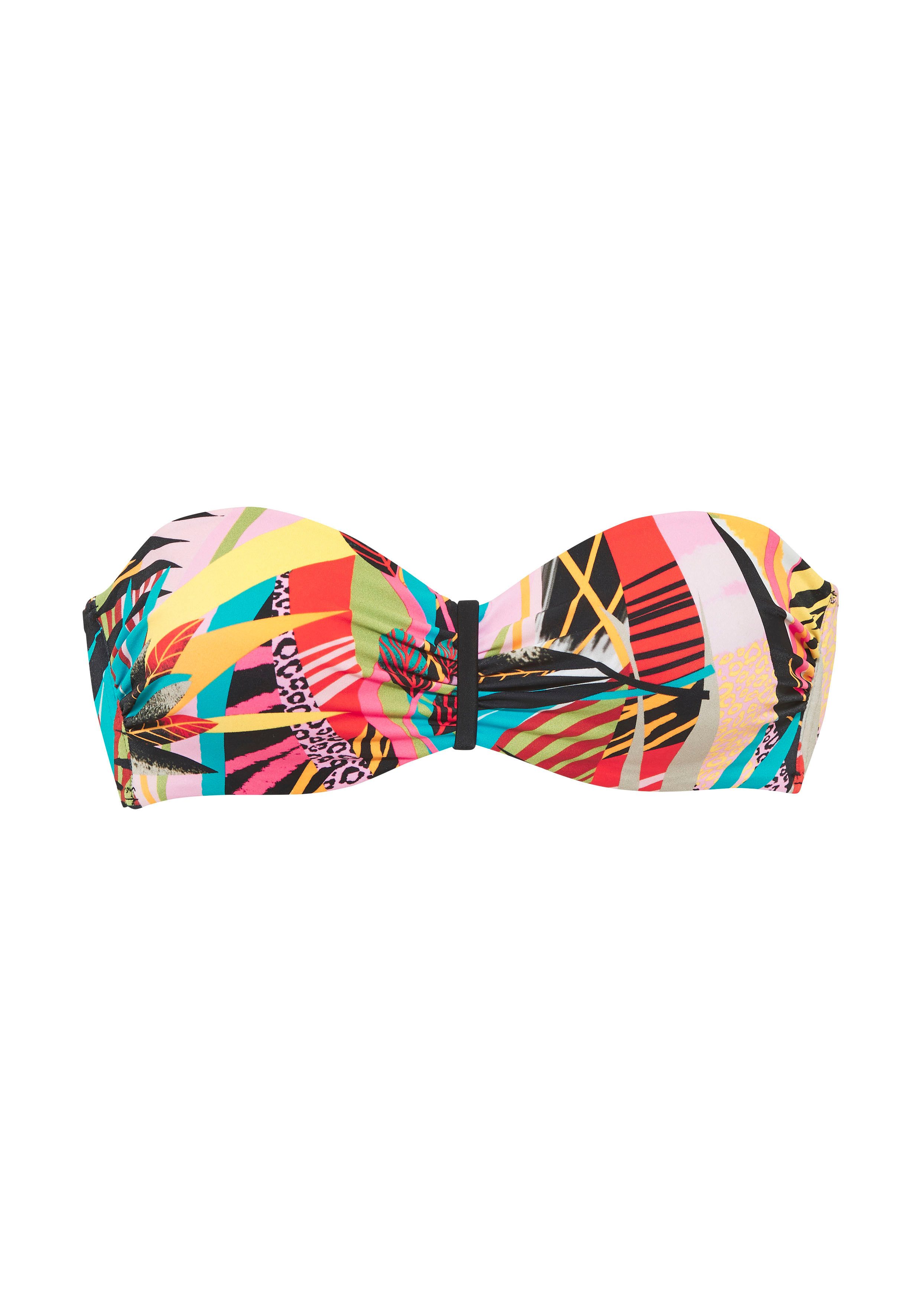 Bruno Banani Bügel-Bandeau-Bikini Onyx mit kontrastfarbigen Details