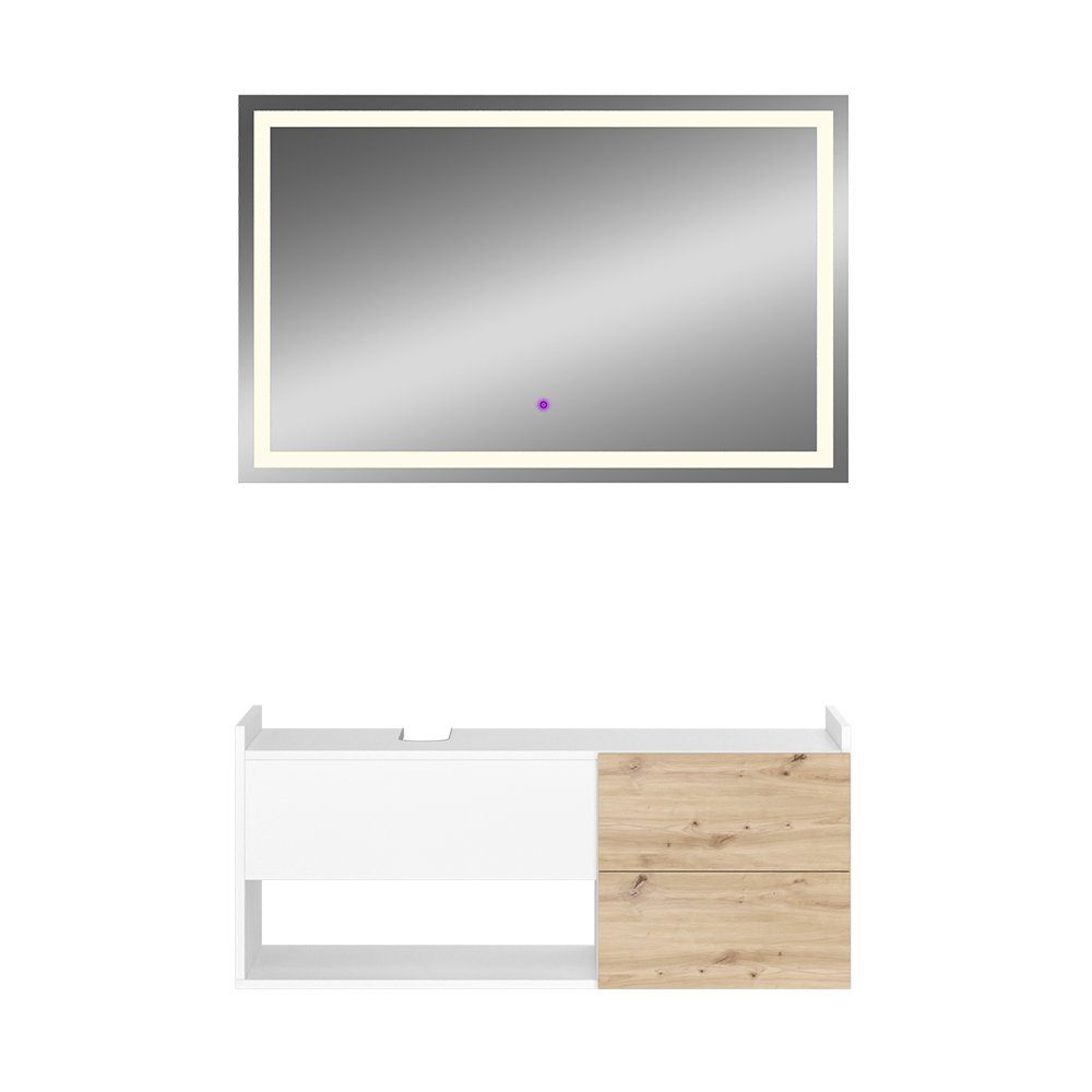 Vicco Badmöbel-Set Alf, Weiß/Eiche, 2 Teile, günstig online kaufen