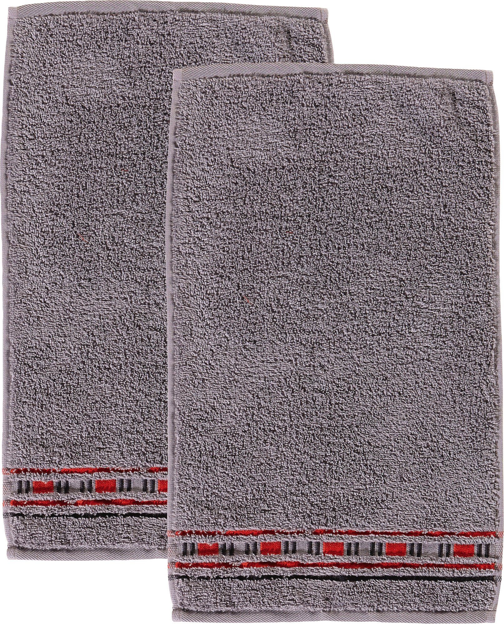 Erwin Müller Gästehandtuch Gästetuch "Achern" 2er-Pack, Frottier, Walk-Frottier Uni