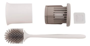 aquaSu WC-Reinigungsbürste Limited, WCs, (Bürstengarnitur, 2-tlg., mit Silikonborsten und Behälter), hygienisch, Wandmontage zum Kleben, ergonomisch, weiß, 870719