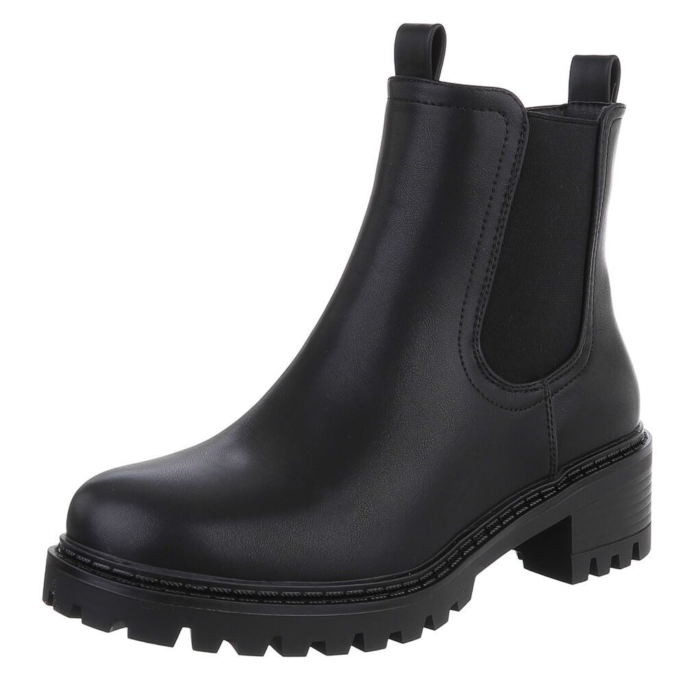 Ital-Design Trendige Chelsea Boots mit elastischen Einsätzen für Damen Chelseaboots (90417879) Blockabsatz Stiefeletten in Schwarz