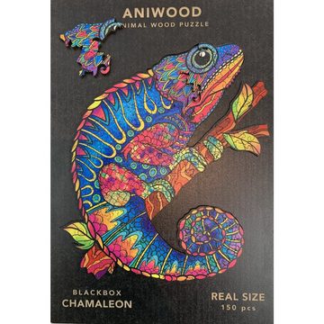 ANIWOOD Konturenpuzzle ANIWOOD,Chamäleon,Holz,mehrfarbig, 150 Puzzleteile, Größe M (22,7 x 20,0 x 0,5 cm)