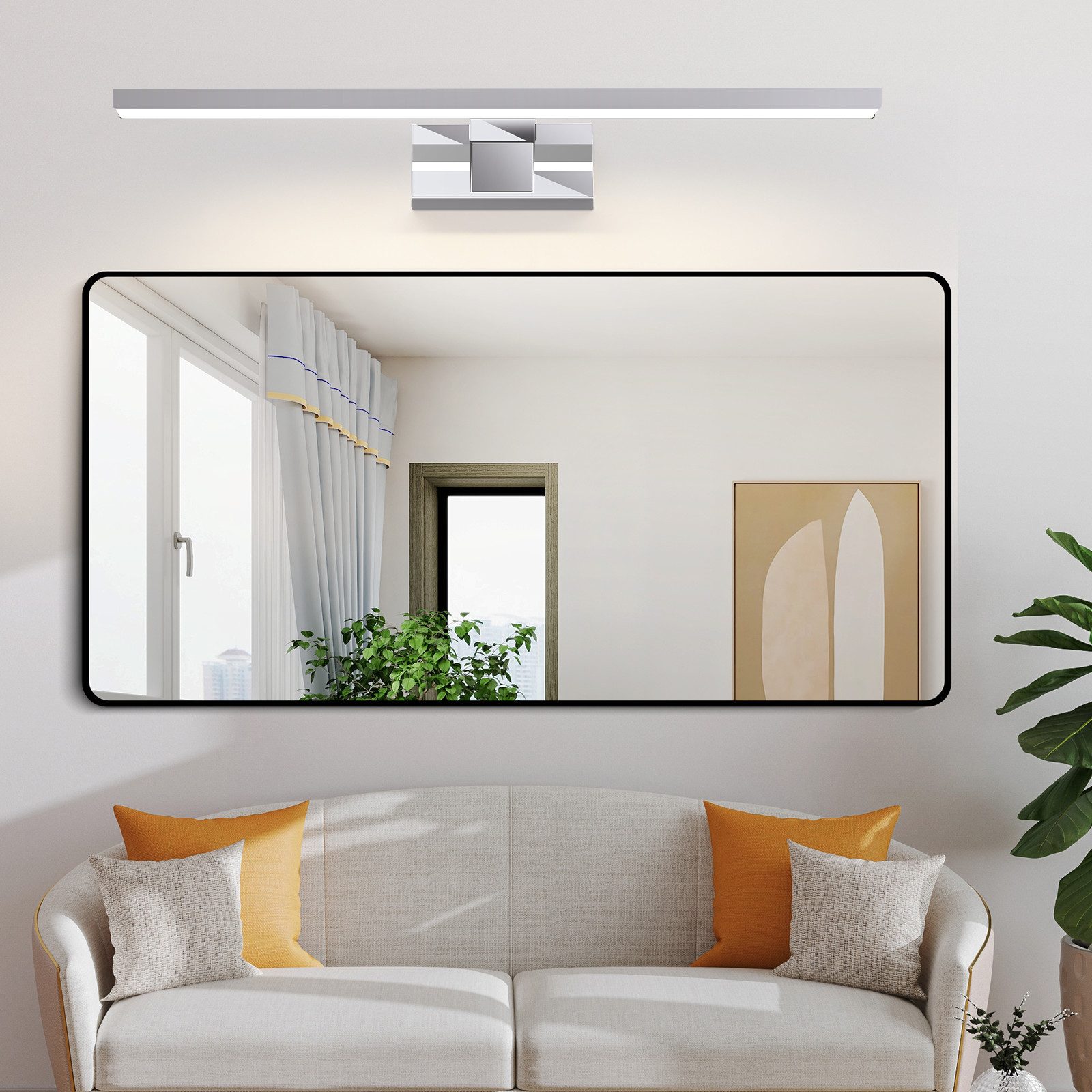 ZMH LED Spiegelleuchte 60cm Modern Chrom Wandlampe 4000K Spiegelschrank, Au günstig online kaufen