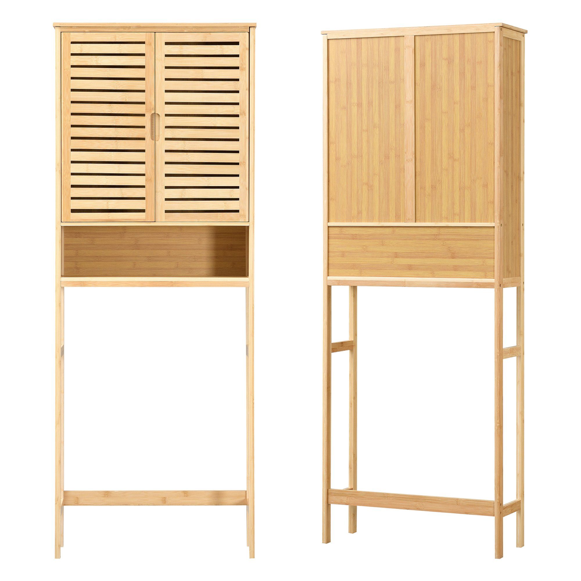 Soges Badezimmerregal Mit Toilettenschrank Aus Bambus – 4-stöckig, 34 X 33 X 170 Cm, Platzsparend
