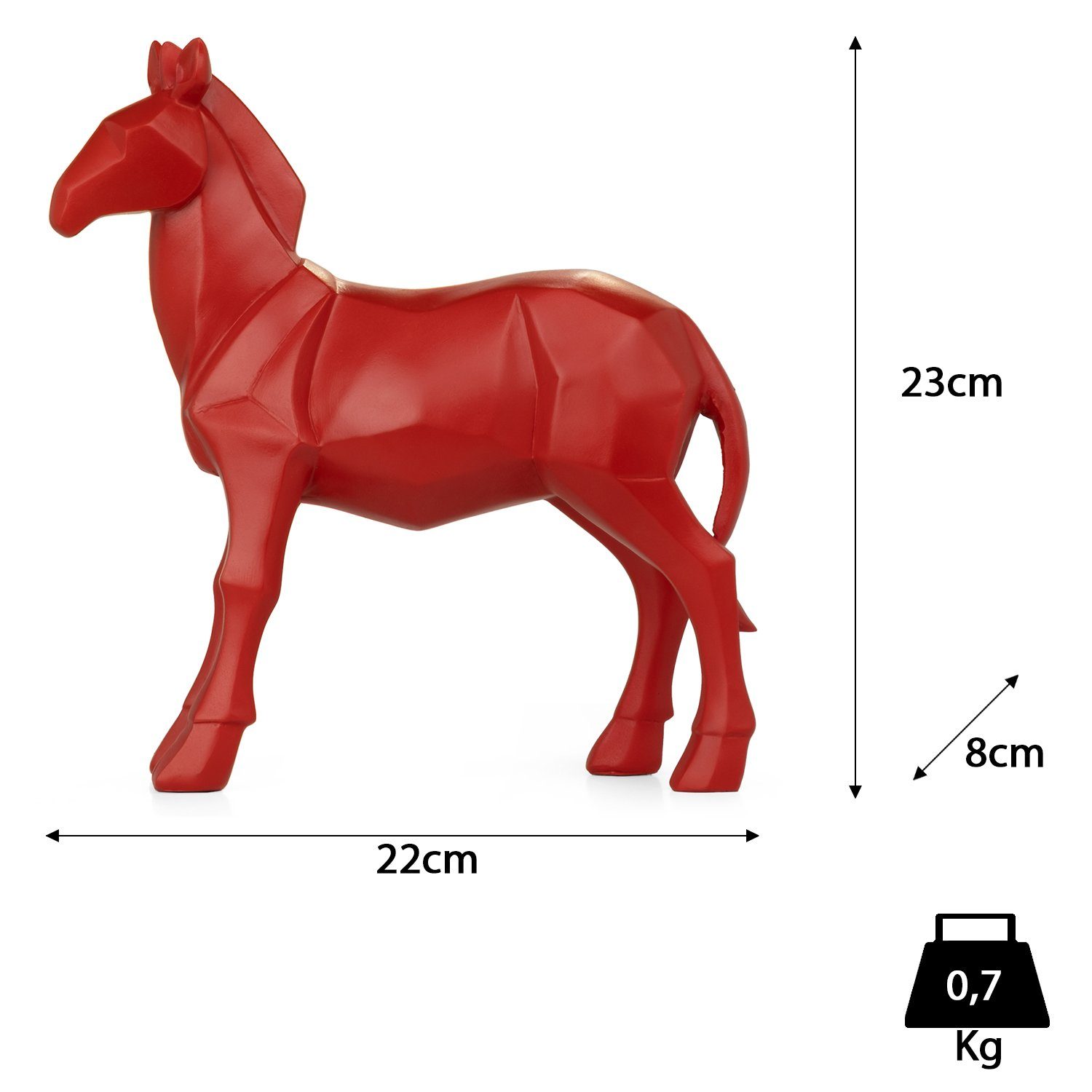 Dekofigur Deko Polygonal TierFigur Modern rot, Geometrische Moritz Geschenk Figuren Polyresin Skulptur Pferd