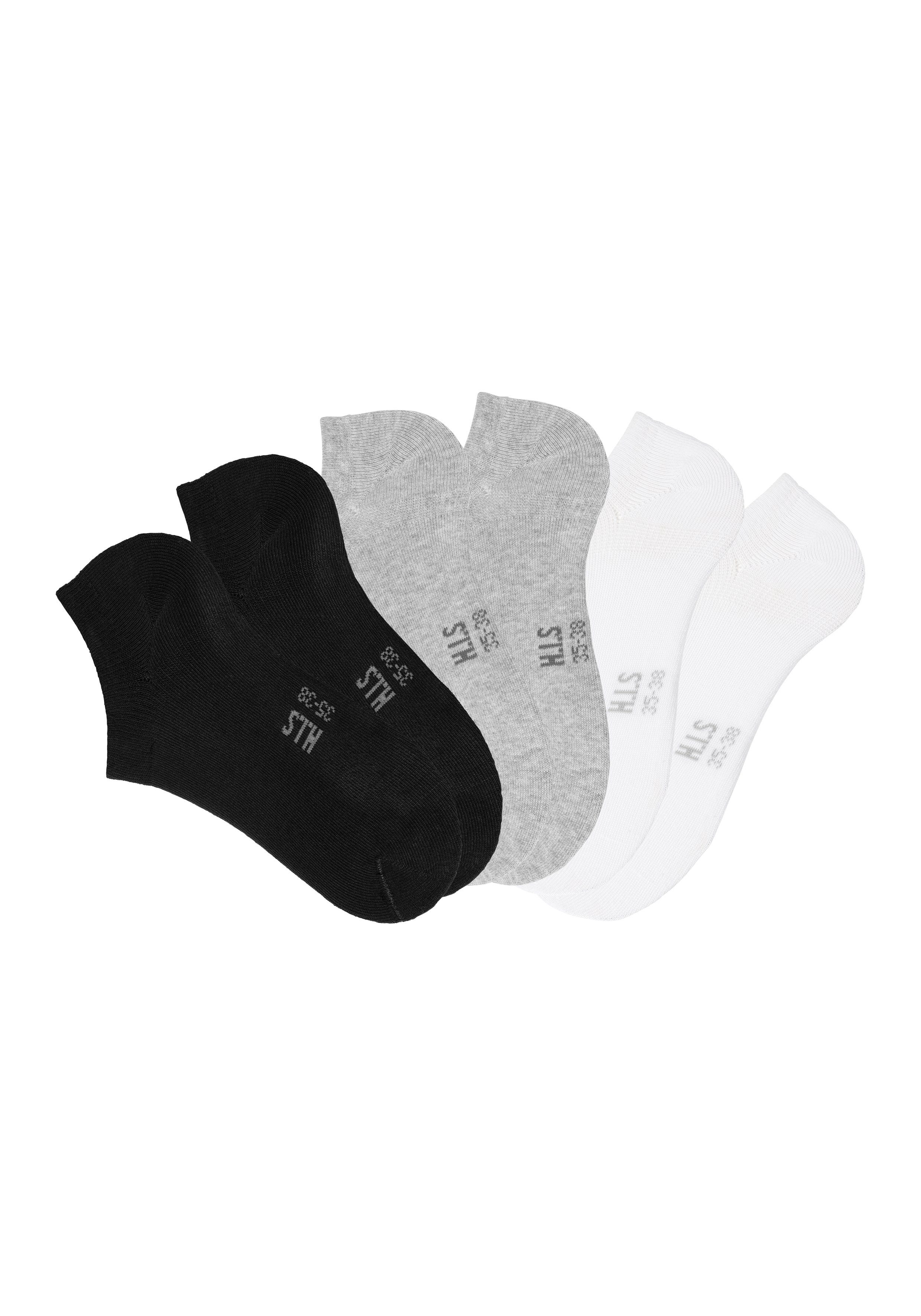 H.I.S Sneakersocken Damen Herren Unsichtbare Sneaker Socken, Loafer Socken (Packung, 6-Paar, No Show Gr. 35-38 bis 43-46) mit besonders kurzem Schaft