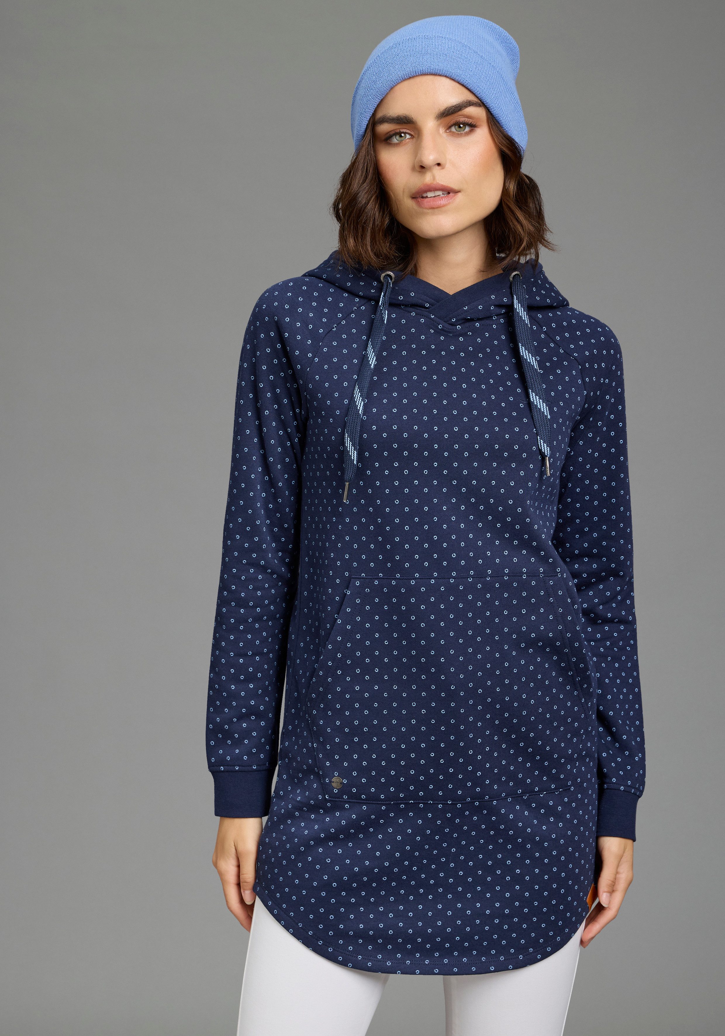 KangaROOS Longsweatshirt mit Kapuze und Kordelzügen, figurumspielende Passform