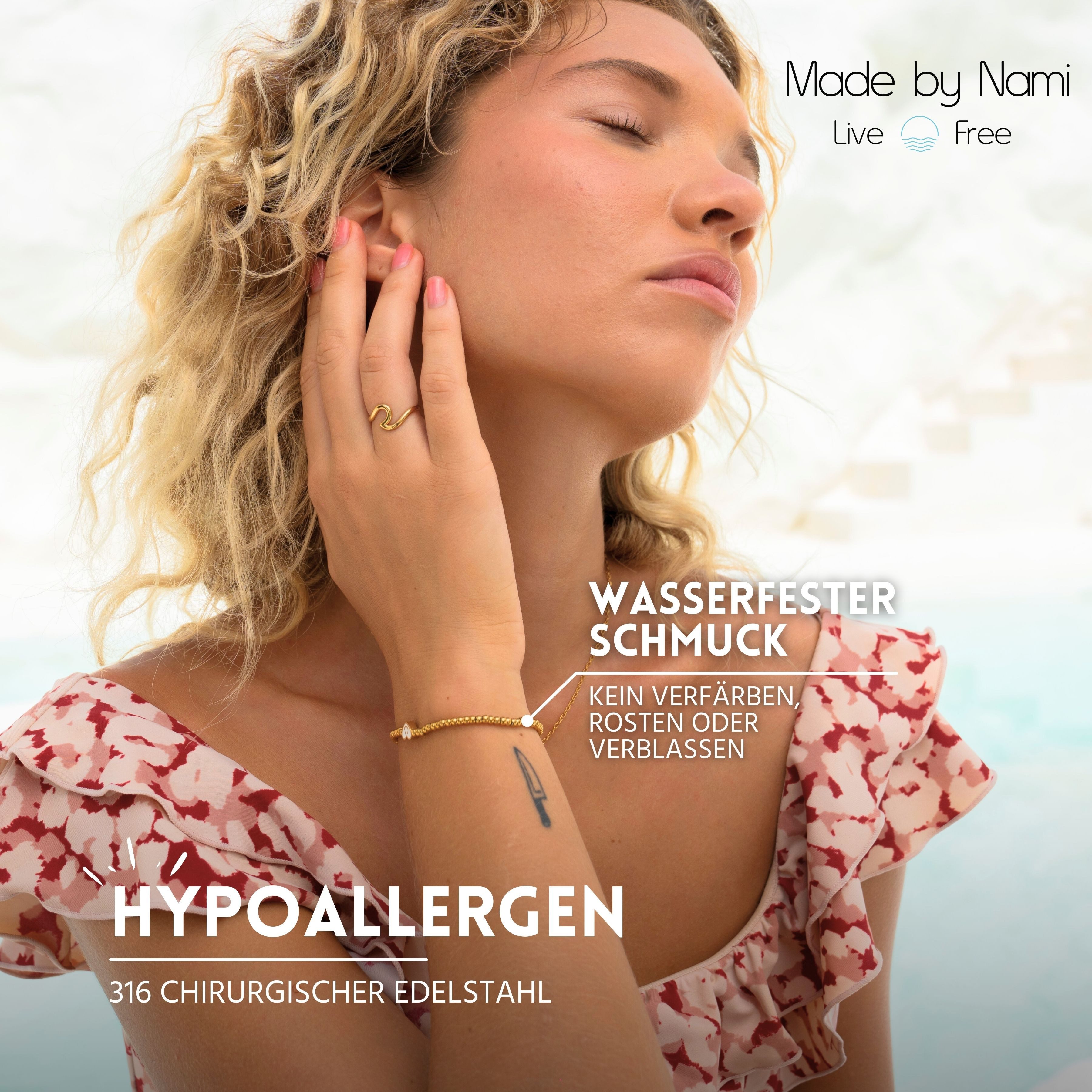 Made by Nami Perlenarmband Gold Damen Elastische Freundschaftsarmbänder mit günstig online kaufen