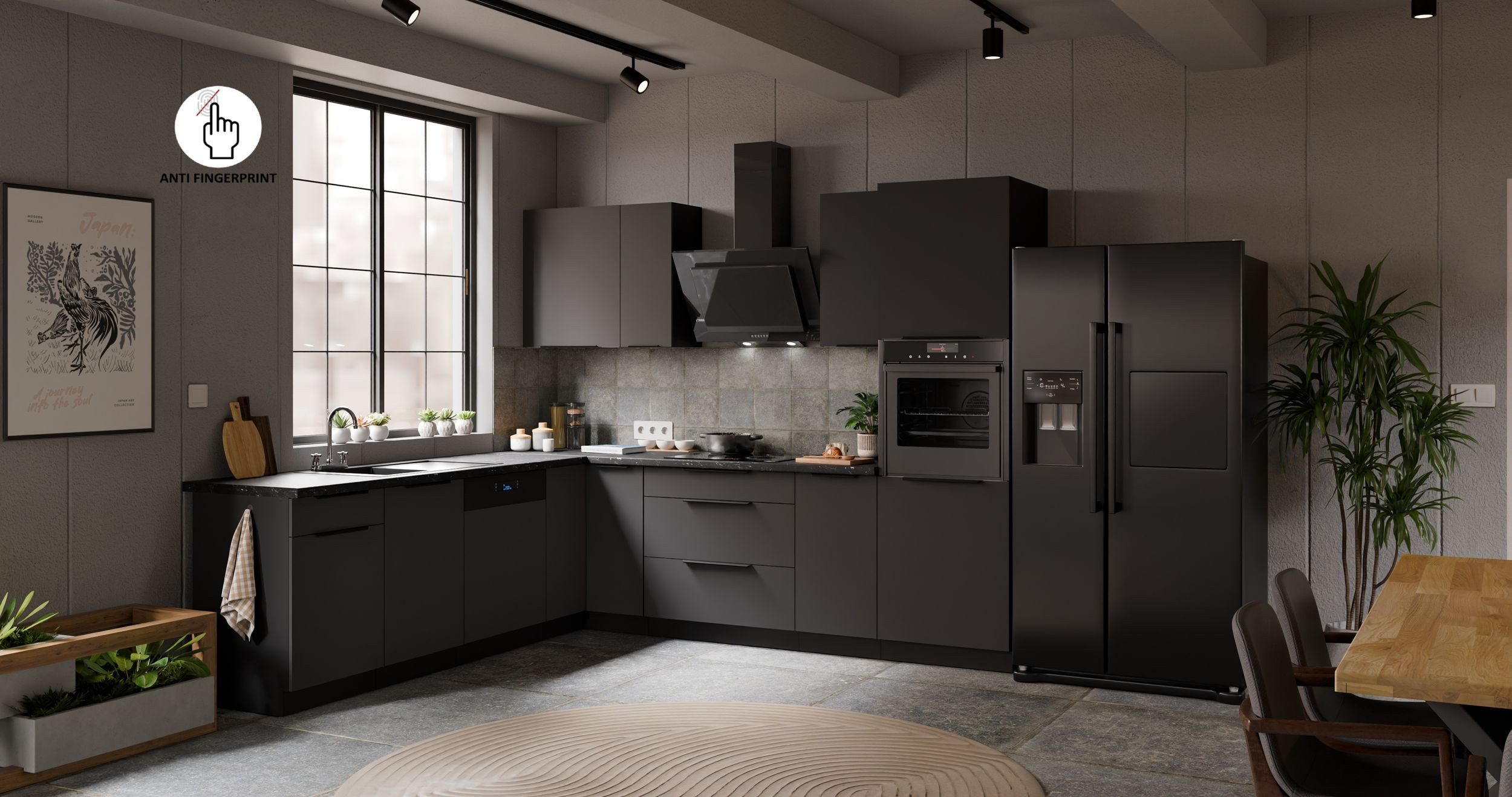 Küchen-Preisbombe Winkelküche ARIA K-BL ECKE 2 Anti Fingerprint Küche Küchenzeile Eckküche