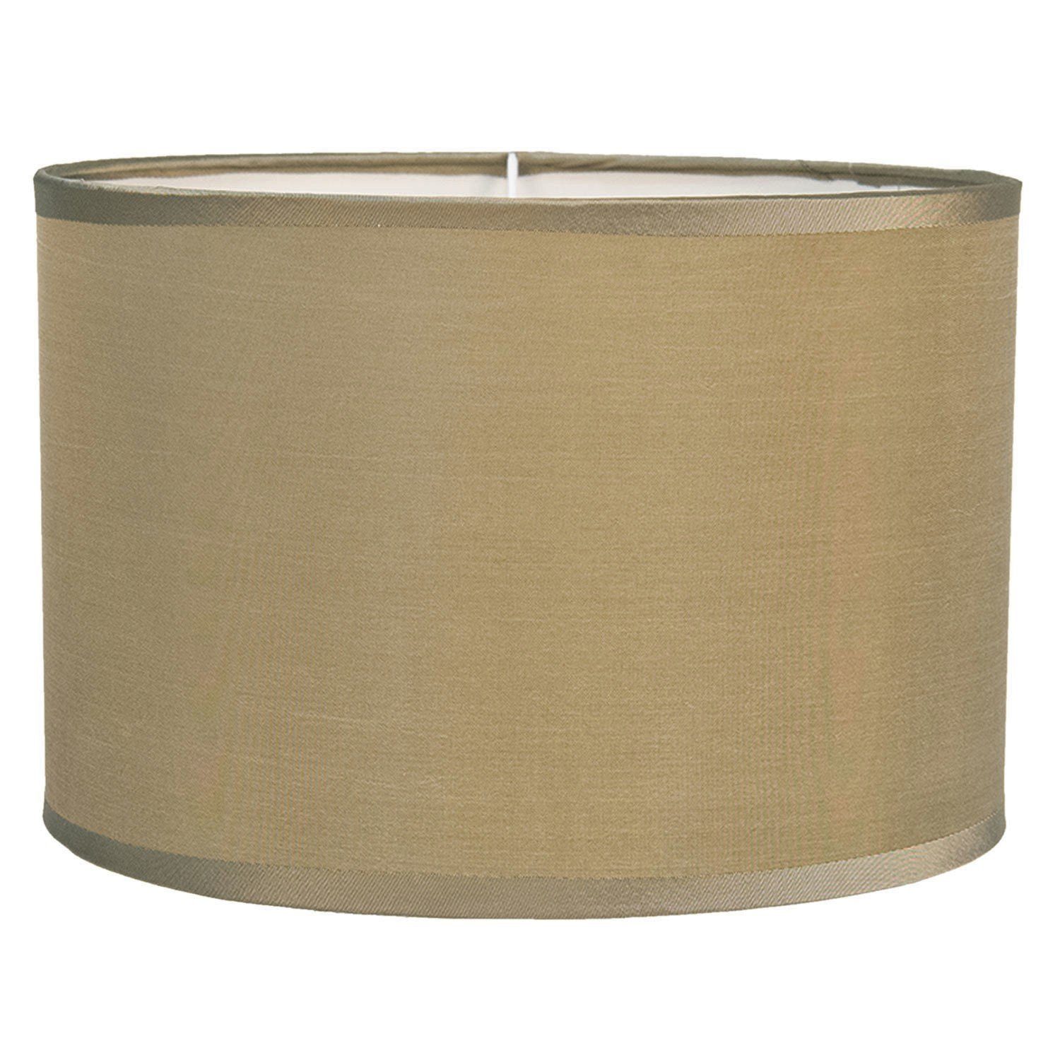 Clayre & Eef Lampenschirm Lampenschirm Tisch Trommel Taupe Beige Schimmernd E27, Trommelform
