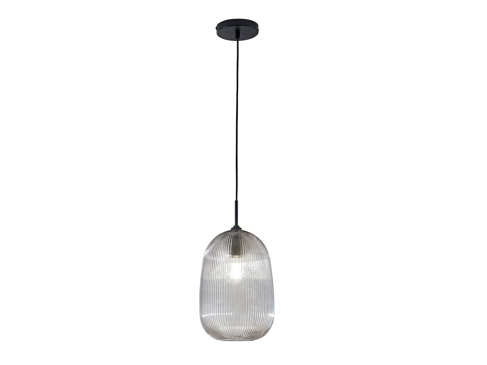 Luce Ambiente Design LED Pendelleuchte mit Rillenglas Lampenschirm Ø 21cm, Leuchtmittel dimmbar, LED wechselbar, Warmweiß, Retro Hängelampe einflammig 70er Style hängend für Esstisch-Lampe