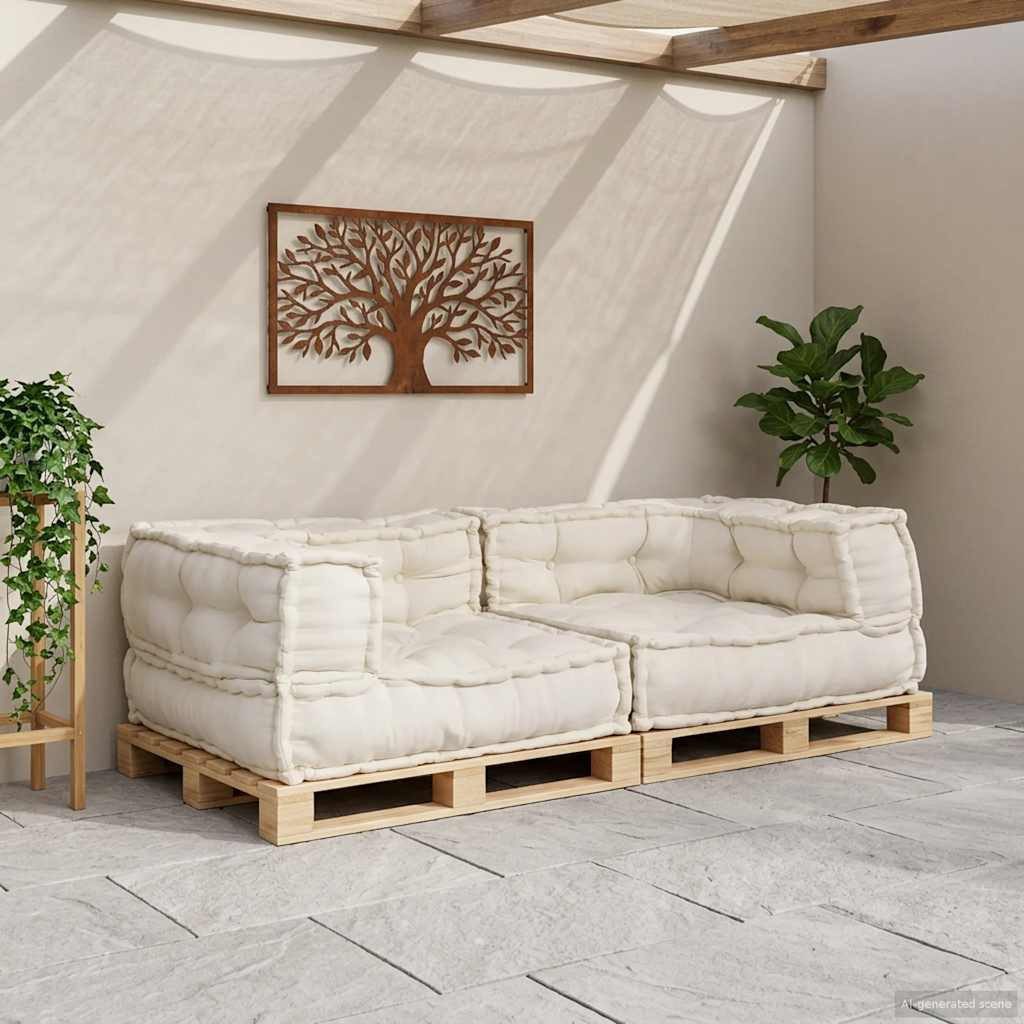 vidaXL Sitzauflage 2-Sitzer-Modulsofa Creme 140x70x36 cm Stoff, (1 St)