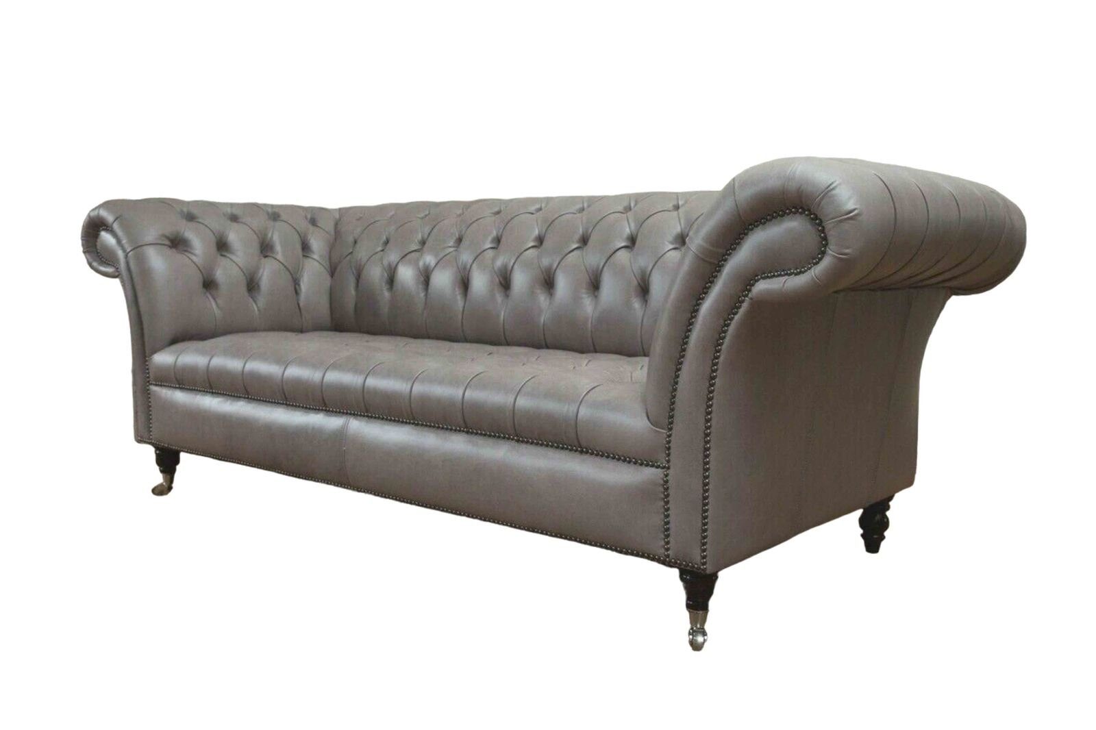Sofa englisch Sofa Chesterfield Sitz Europe 3 Couch Stil Made JVmoebel Polster, klassischer In Graue
