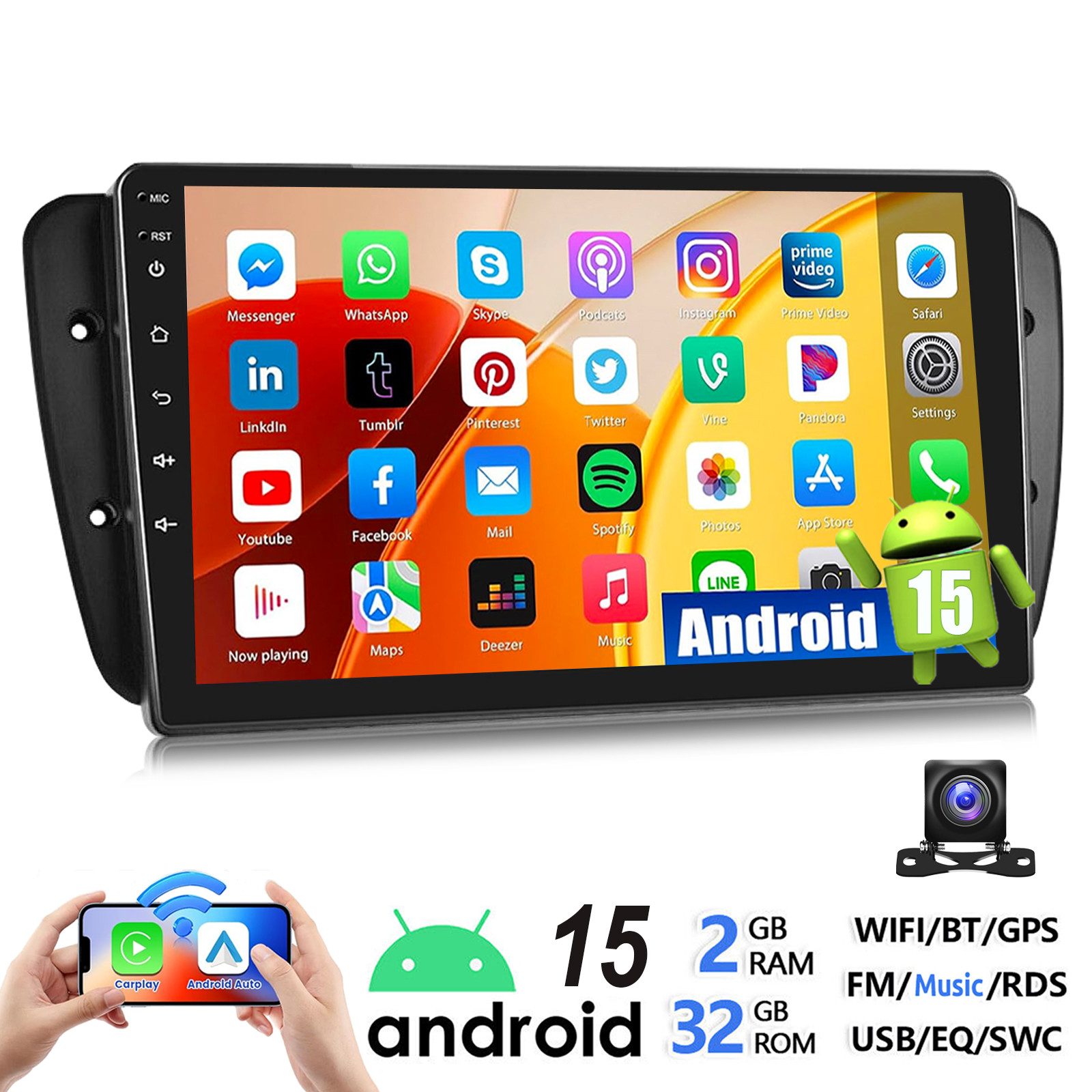 64/128G Für Seat Ibiza IV 6J 2009-13 Android 15 Carplay GPS Navi RDS Autoradio