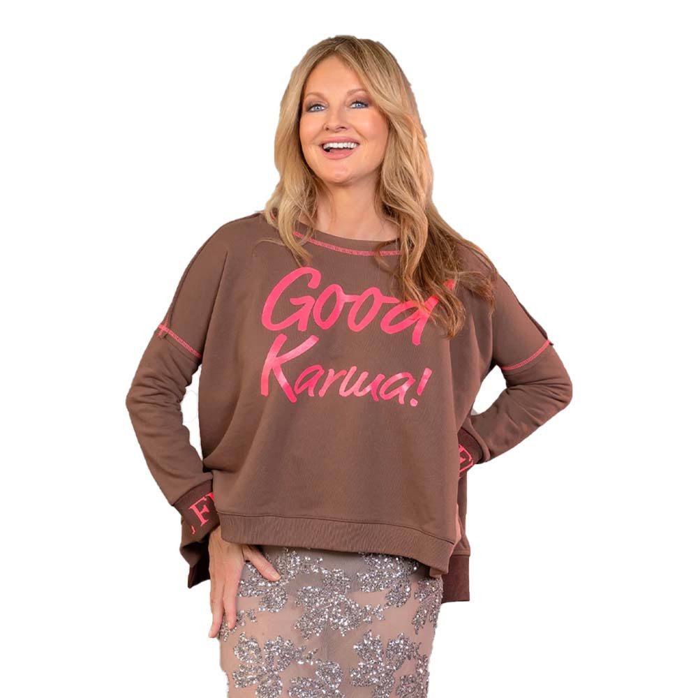 Miss Goodlife Sweatshirt Miss Goodlife "Good Karma" Sweatshirt MG13555 – Chocolate Brown