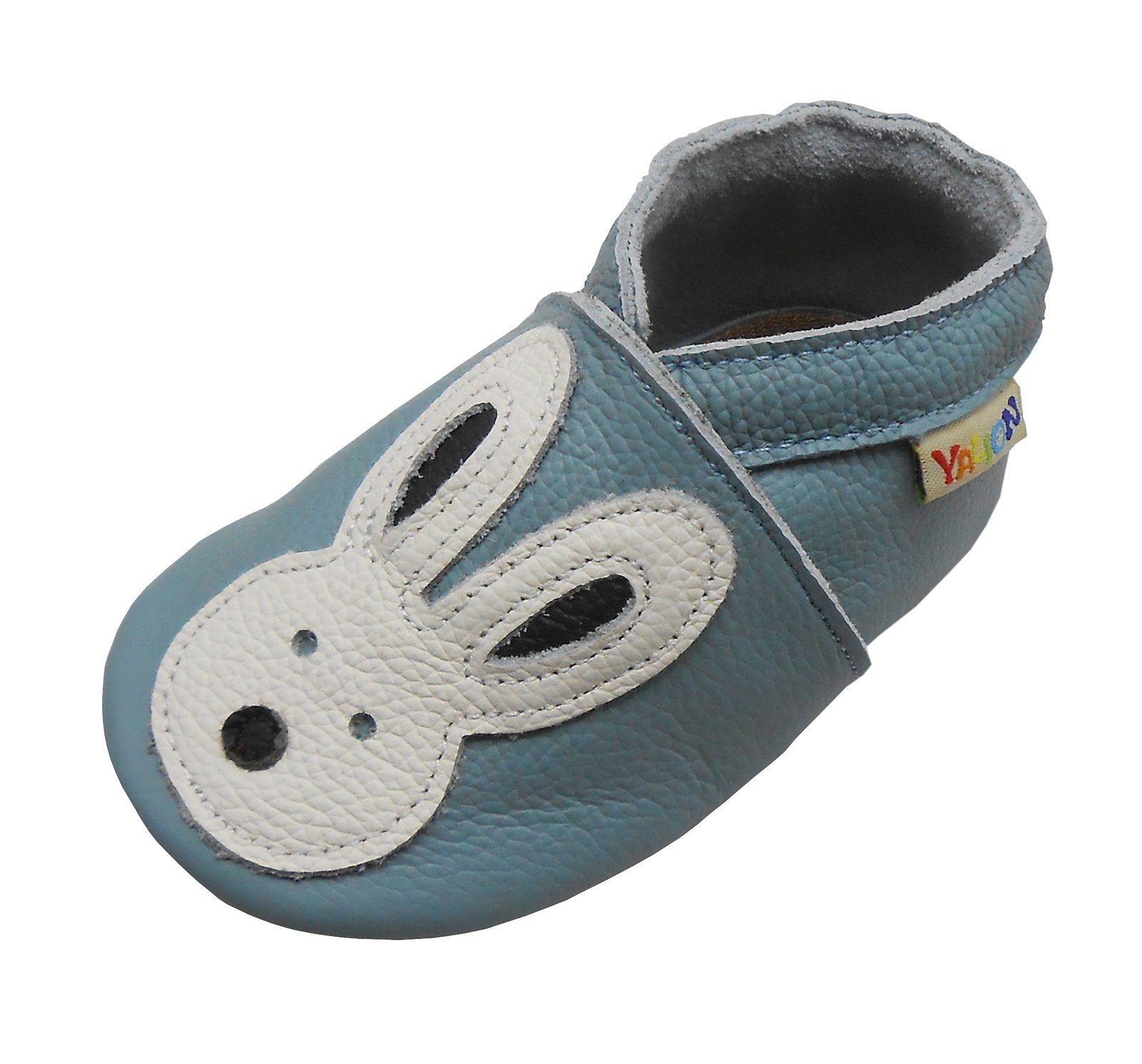 Yalion Weiche Leder Lauflernschuhe Lederpuschen blau Krabbelschuh Hausschuhe Kaninchen