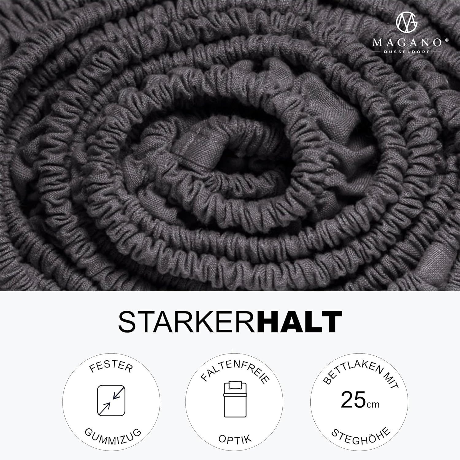 MAGANO Spannbettlaken Bambus & Baumwolle Satin, Luxus Bettlaken, Gummizug: rundum, 400 TC Luxusqualität, Hypoallergen, Thermoregulierend – Bild 5 von 5