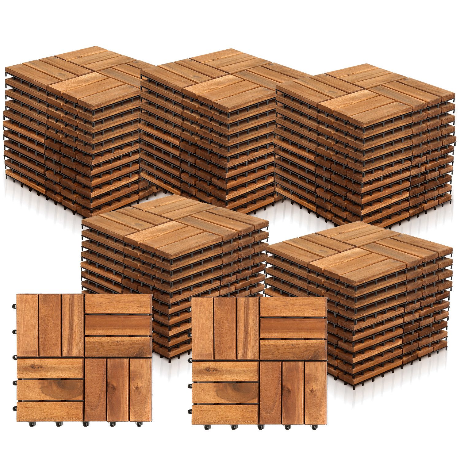 Clanmacy Holzfliesen 11x Terrassenfliese Garten Akazie günstig online kaufen