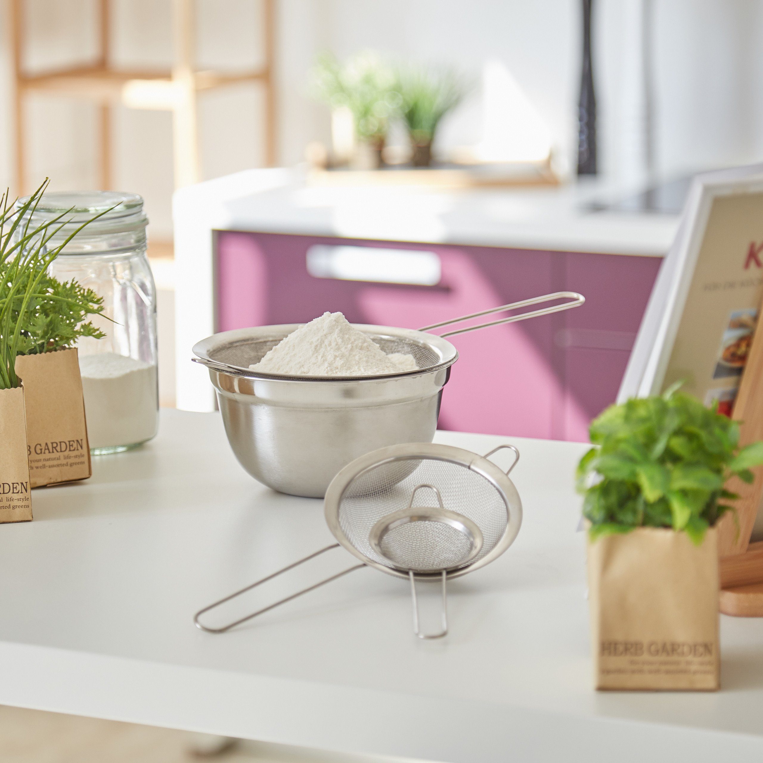 relaxdays Küchensieb 3er Set, Edelstahl