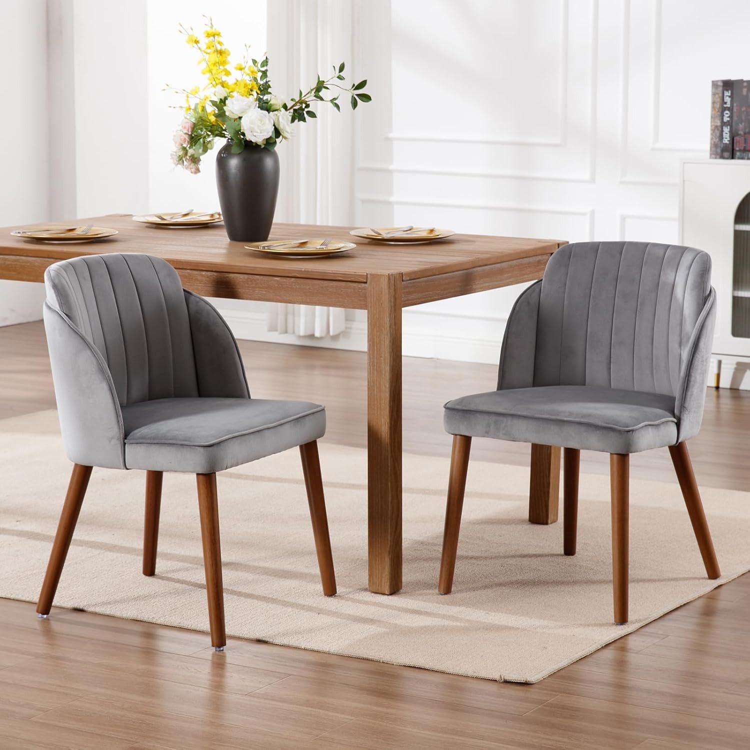 CHAIRUS Polsterstuhl Retro-Samtstühle 2er-Set mit Holzbeinen für Küche & Wohnzimmer (2 St), Esszimmerstuhl, Küchestuhl, Ohrensessel