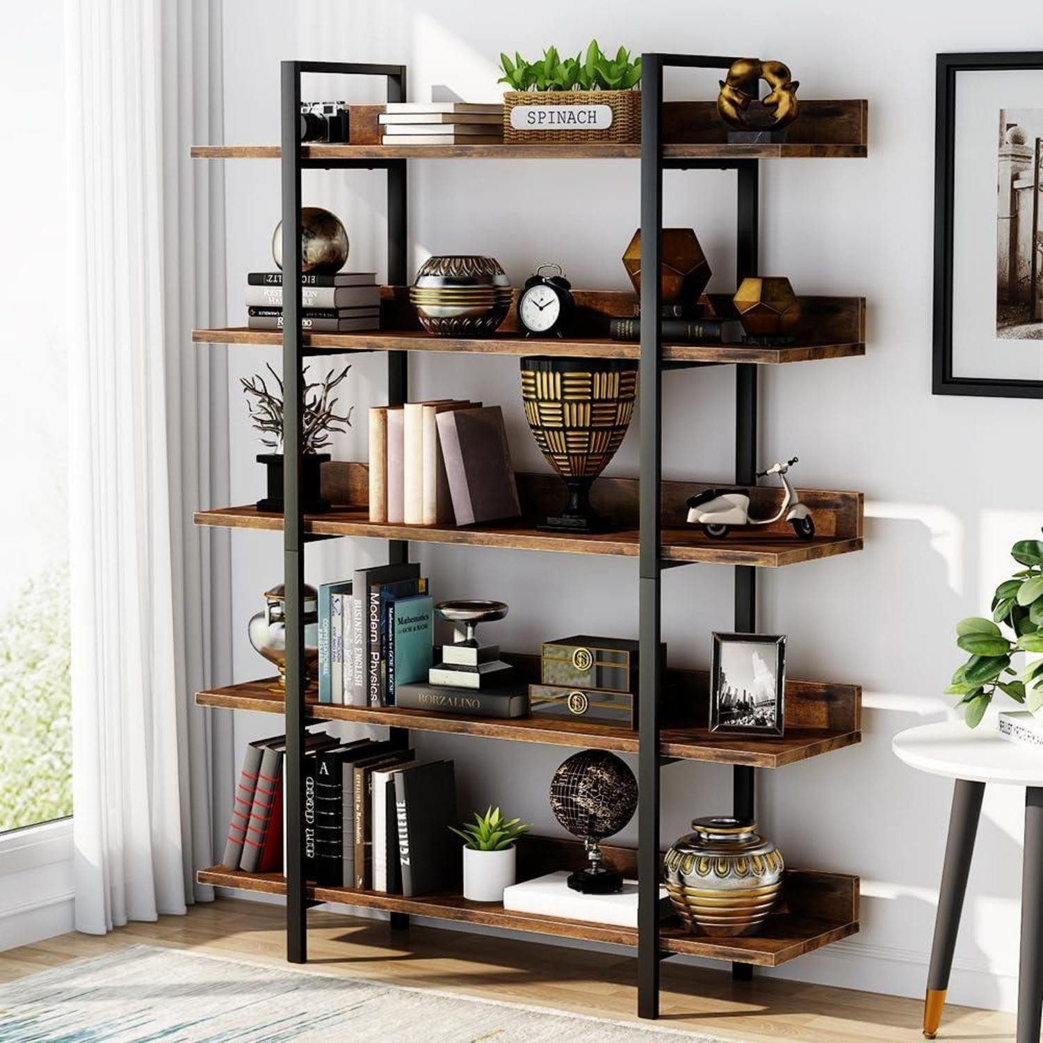 LuxusKollektion Bücherregal Bücherregal 5-stufig Industrial Eiche 180cm