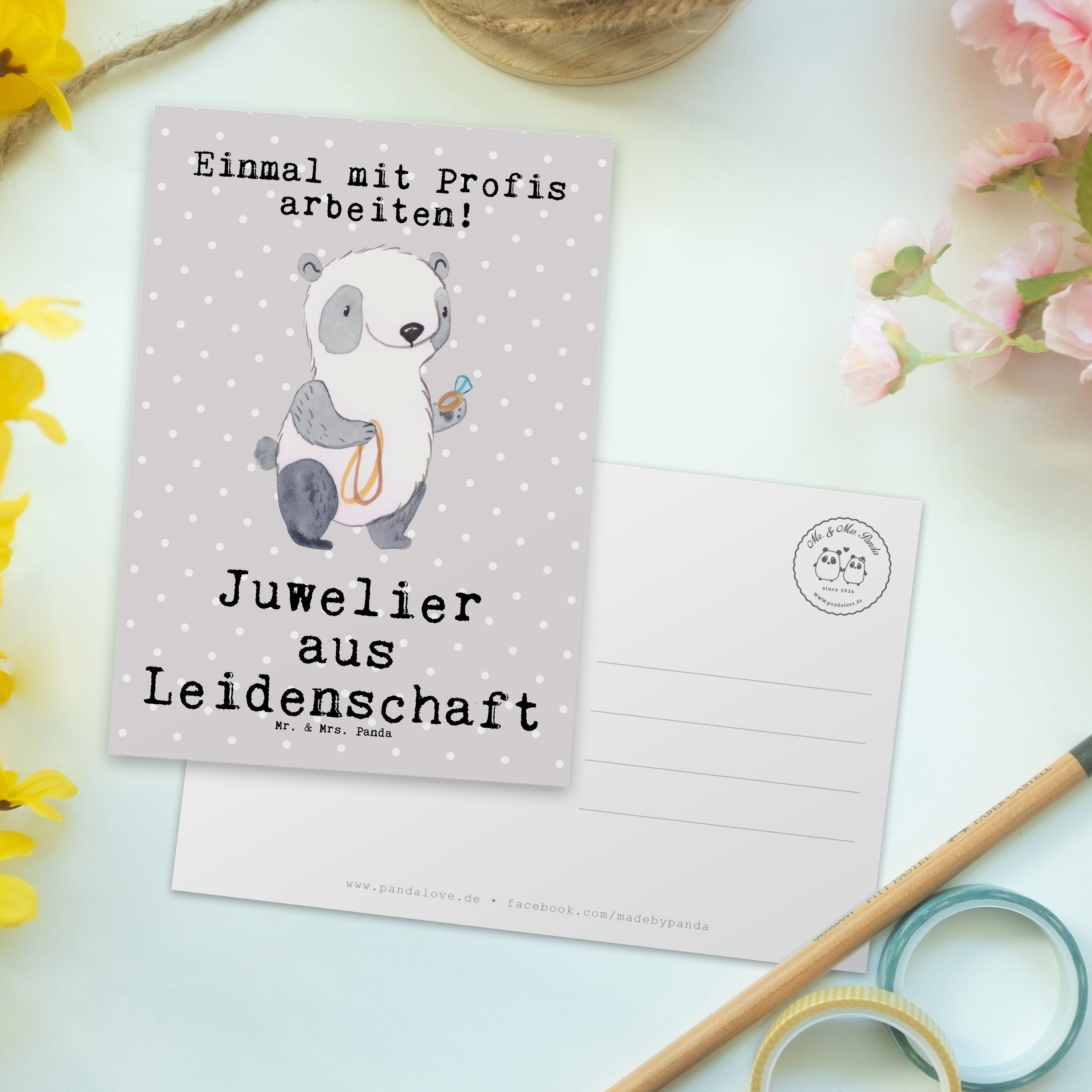 Grau Mitar Juwelier Eröffnung, & Pastell Postkarte Leidenschaft - Panda aus - Mrs. Mr. Geschenk,