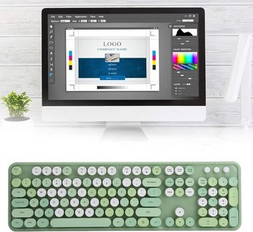 Dilwe Tastatur- und Maus-Set, Verbesserte Büroeffizienz und Komfort mit Retro ergonomischem Design