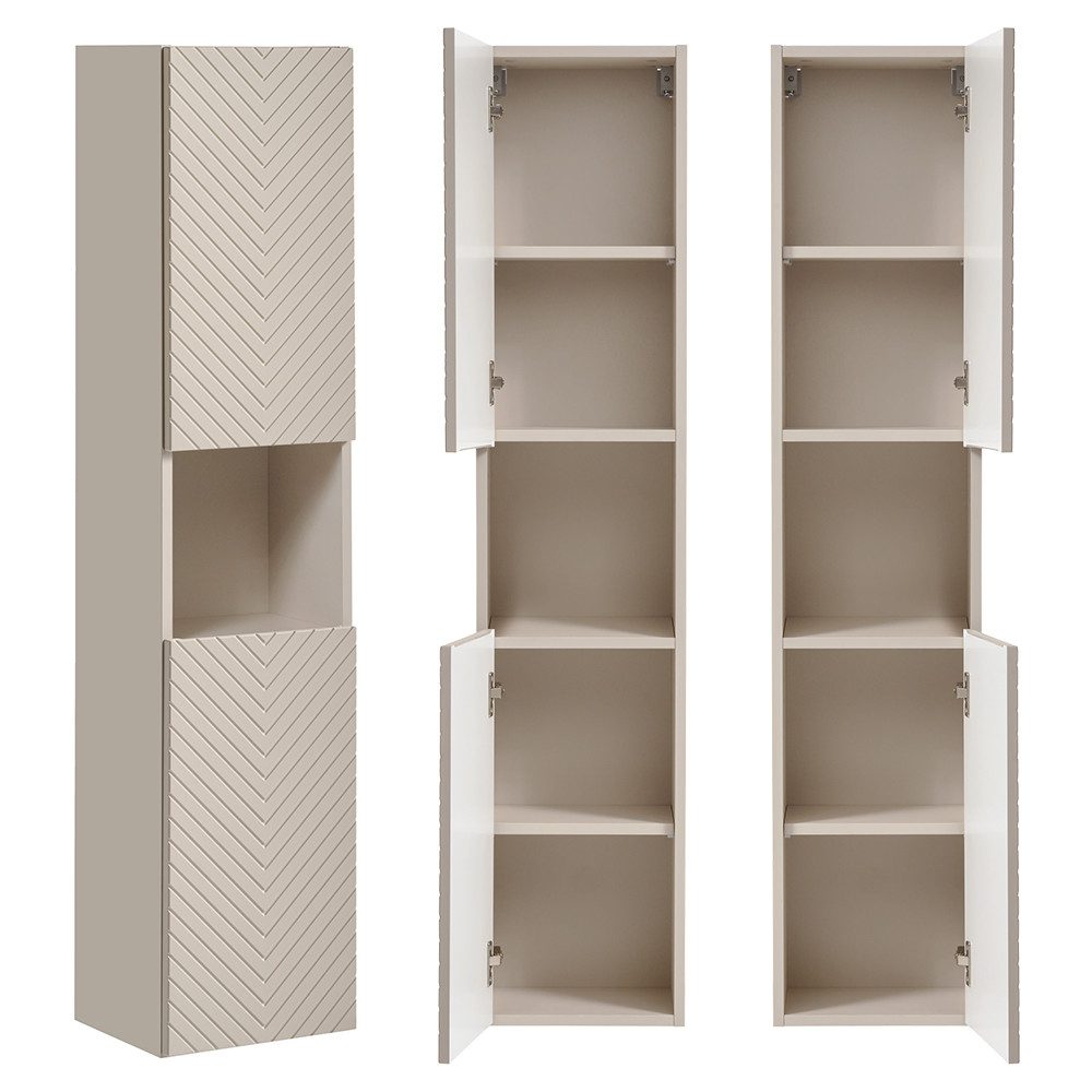 Lomadox Hochschrank VERACRUZ-56 Badschrank, kaschmir, gerillte günstig online kaufen