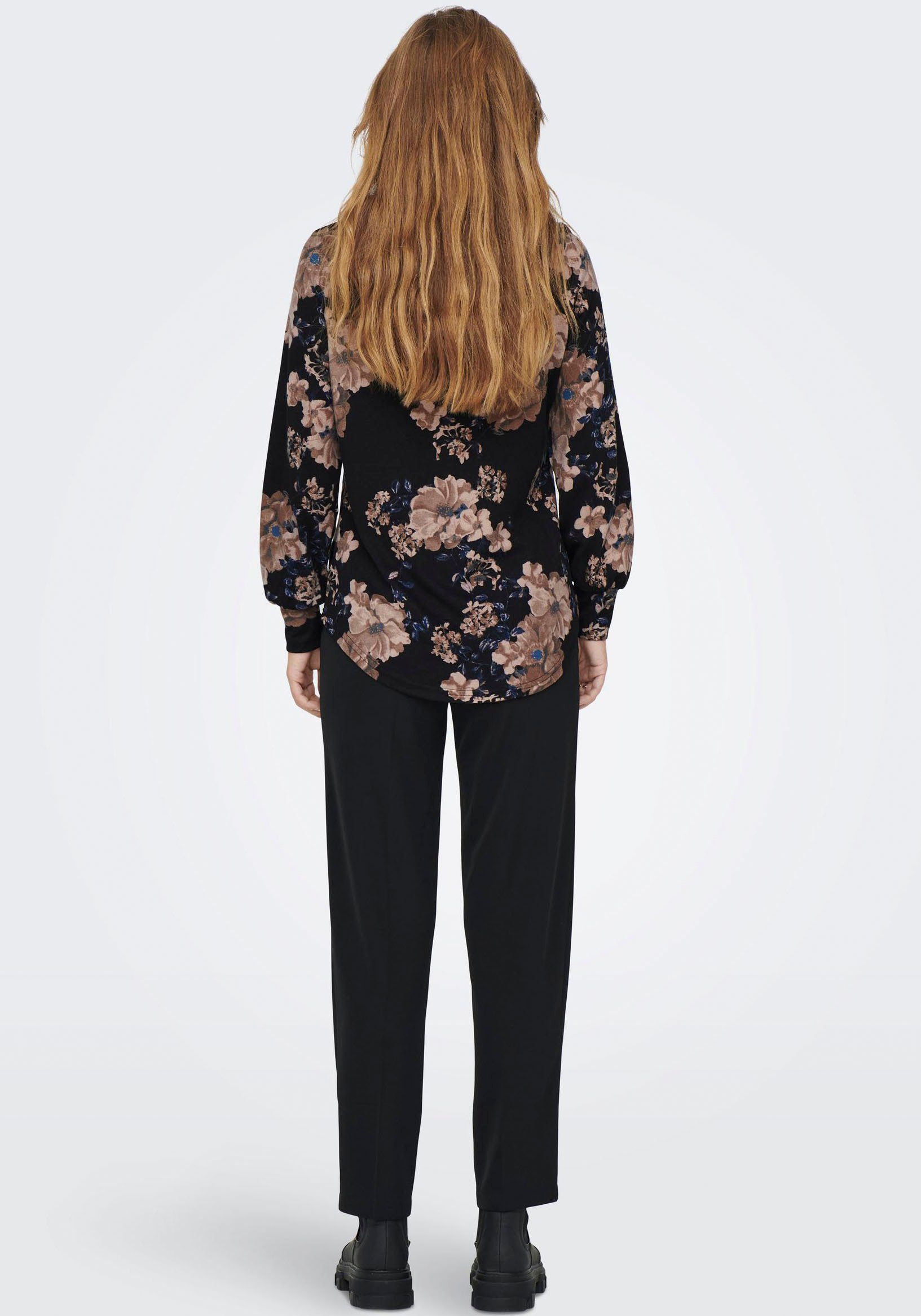 EMMA Kapuzenshirt L/S aop:flower black unterschiedlichen oder in Druckvarianten ONLELCOS ONLY Uni HOOD