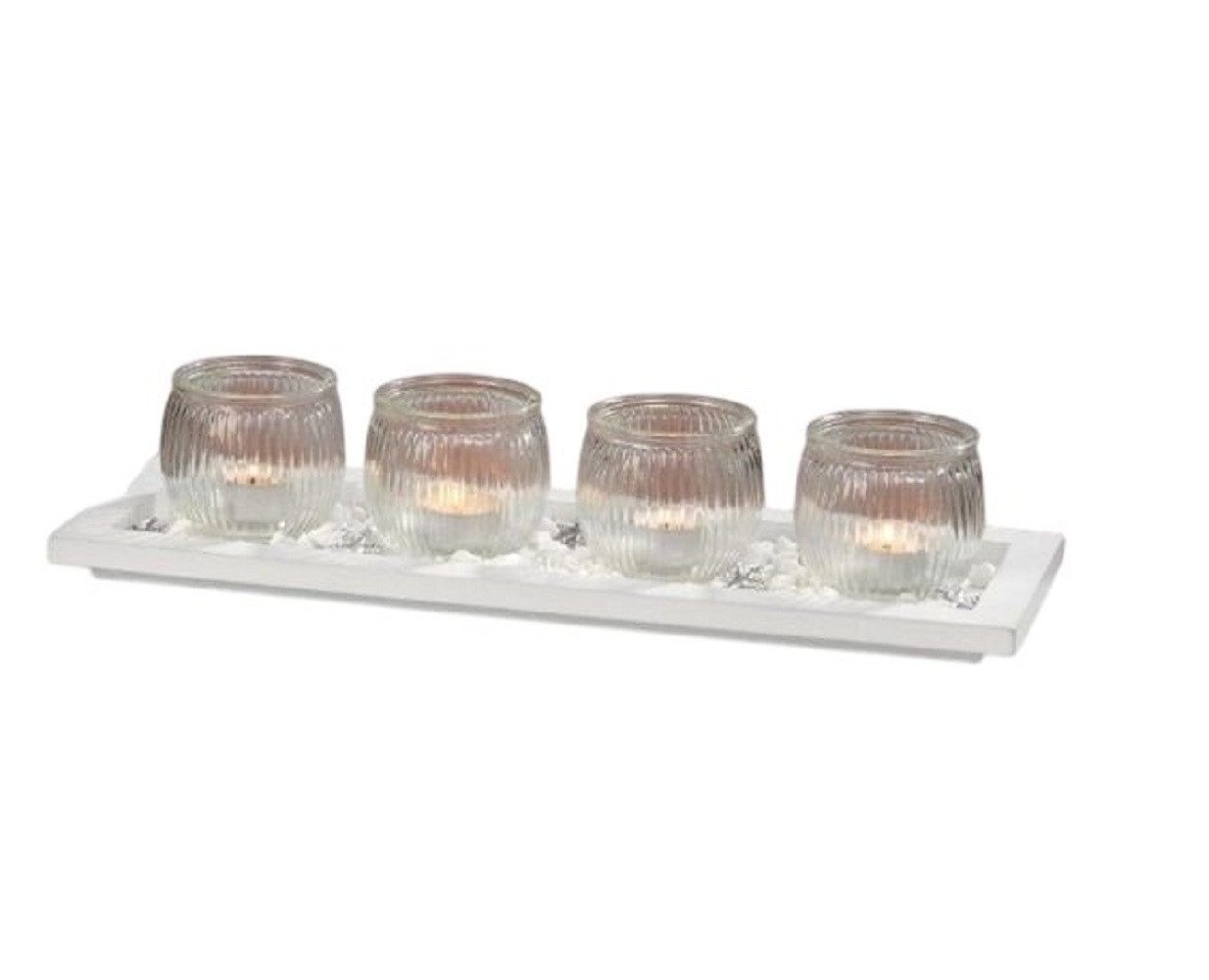 BOLTZE GRUPPE Windlicht Windlicht Set Luis Holz Glas weiß L40 cm 6 teilig