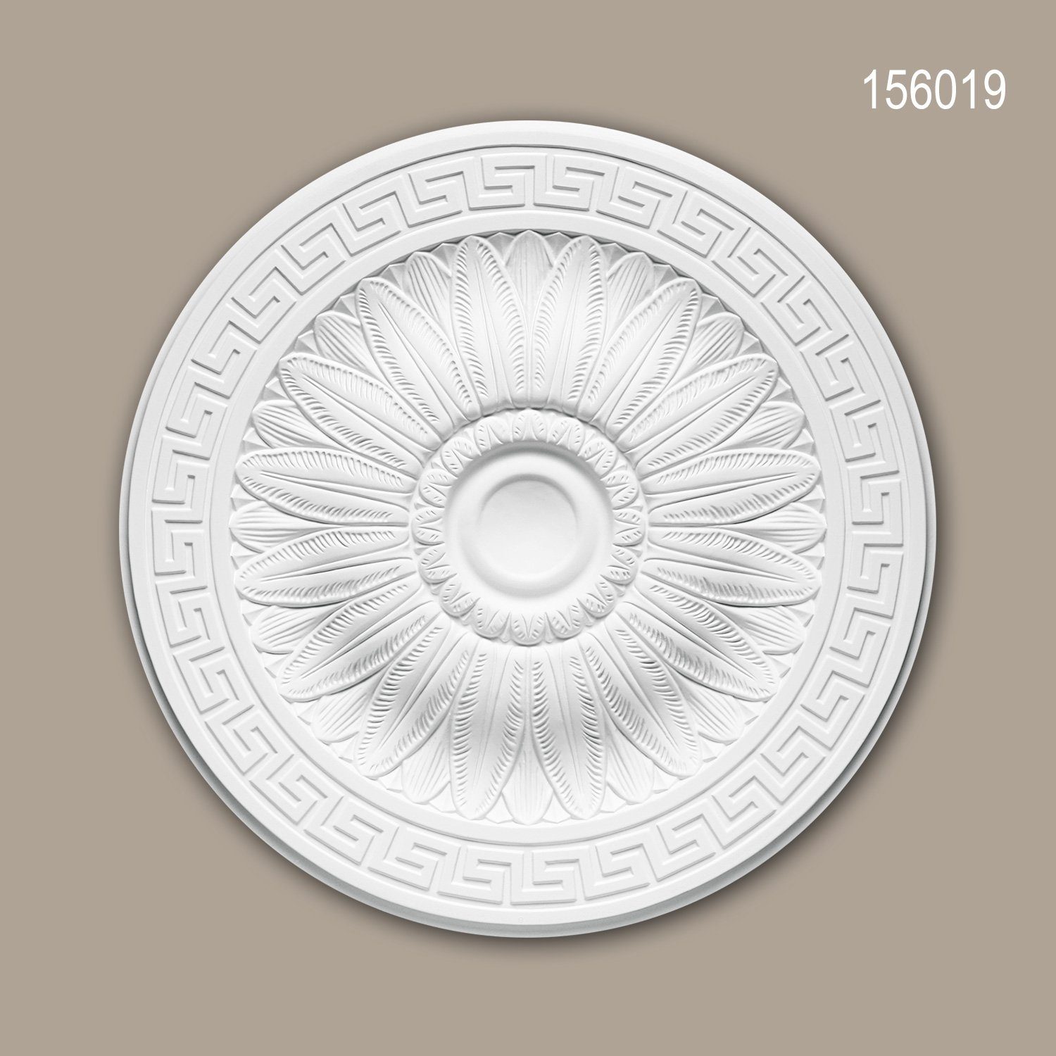 Profhome Decken-Rosette 156019 (Rosette, 1 St., Deckenrosette, Medallion, Stuckrosette, Deckenelement, Zierelement, Durchmesser 51 cm), weiß, vorgrundiert, Stil: Neo-Klassizismus